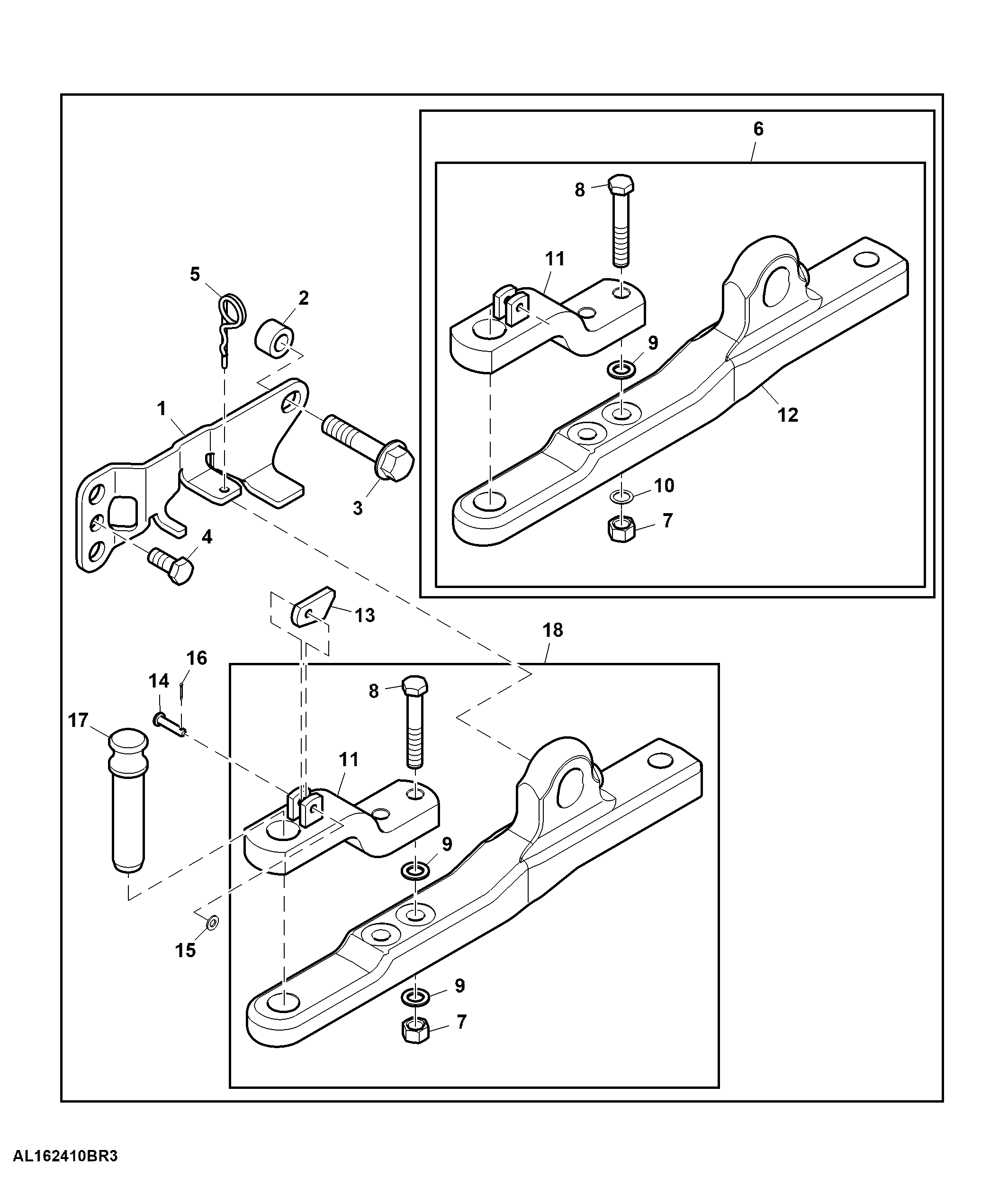 Drawbar Storage, Pick-Up Hitch, W/O Front Hitch