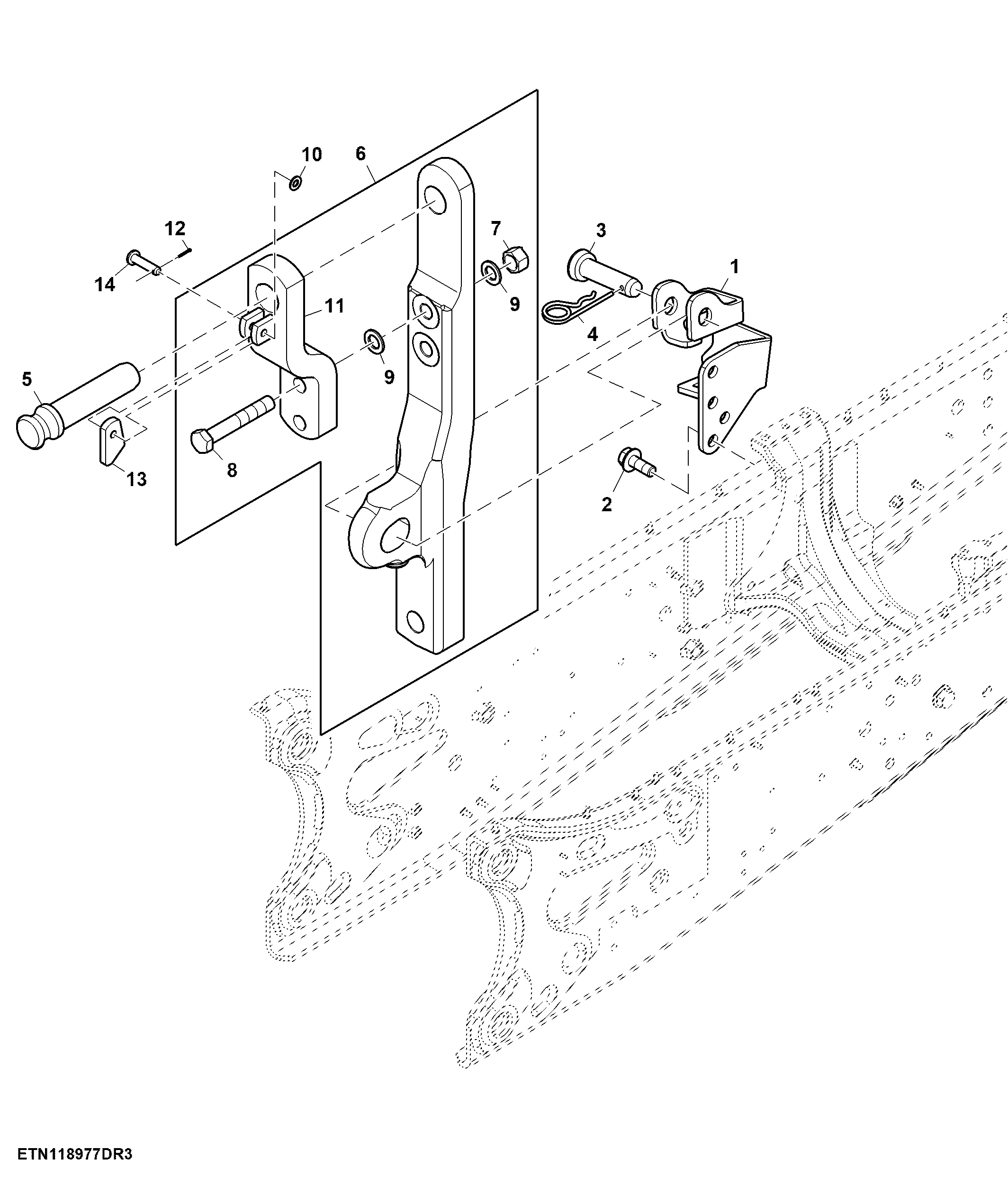 Drawbar Storage, Pick-Up Hitch, W/O Front Loader