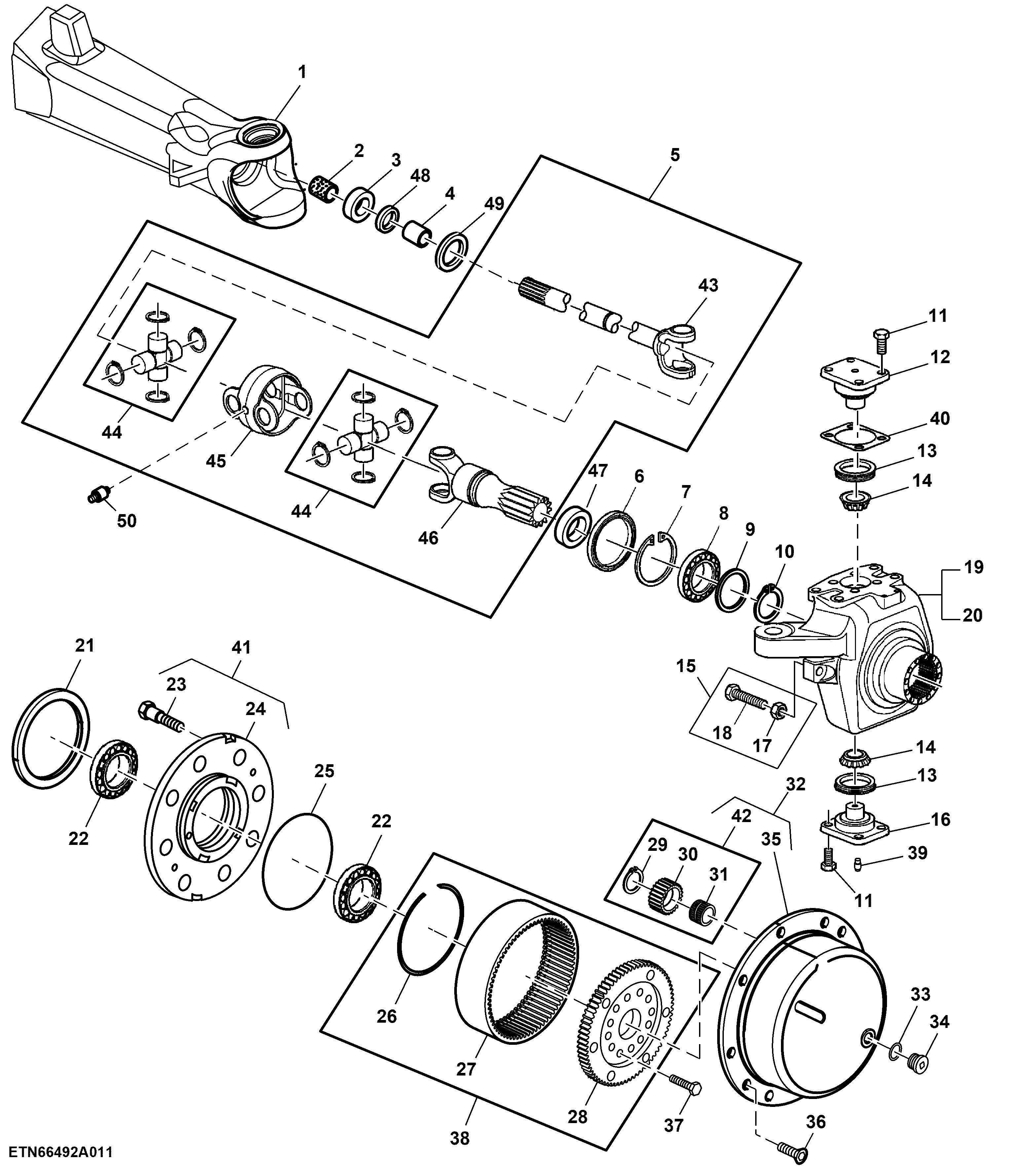 Planetary Drive and Knuckle, Front Axle, MFWD