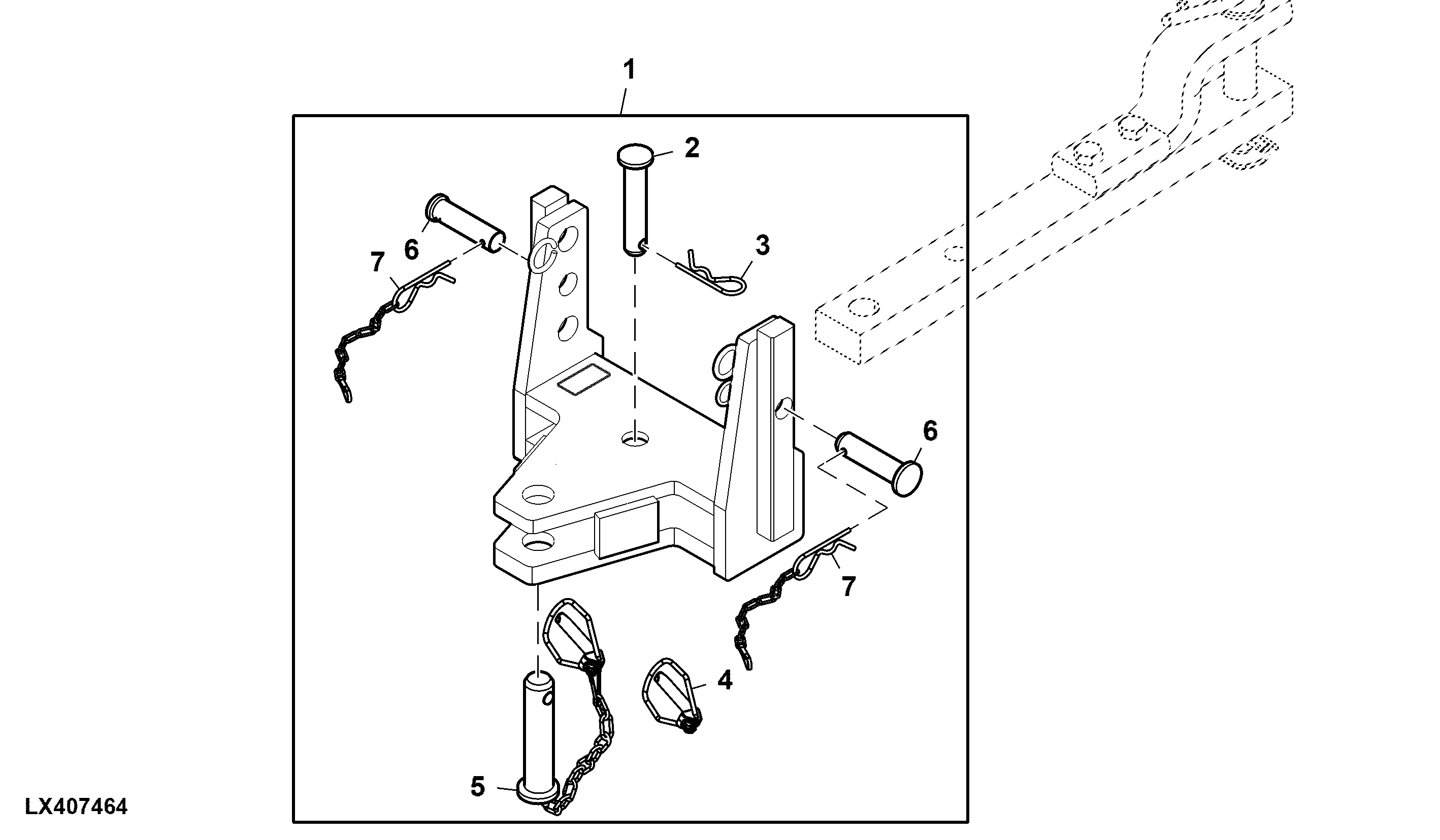 Support, Drawbar, Height Adjustable, OOS (x09477 - )