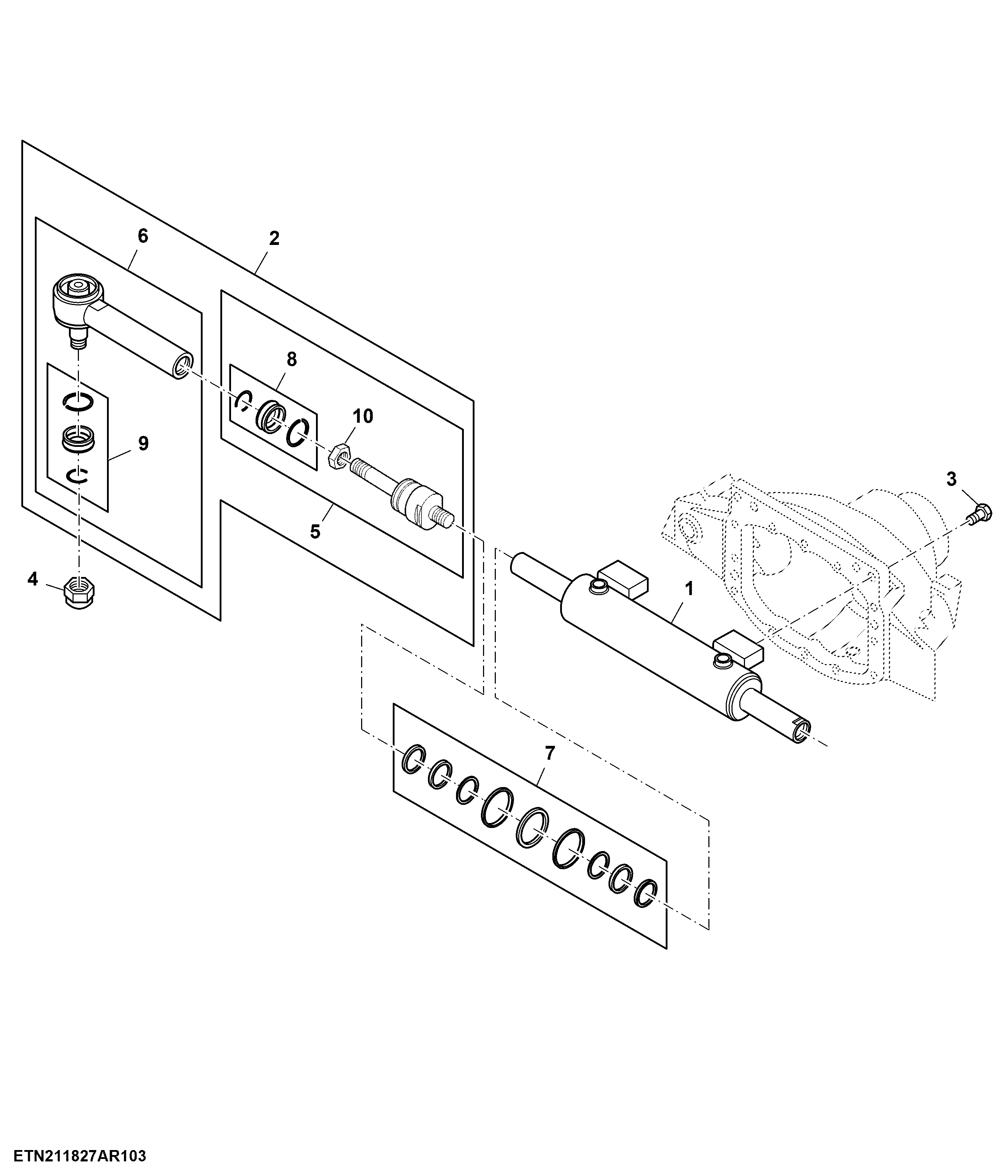 Steering Cylinder, Front Axle, Standard Duty, MFWD