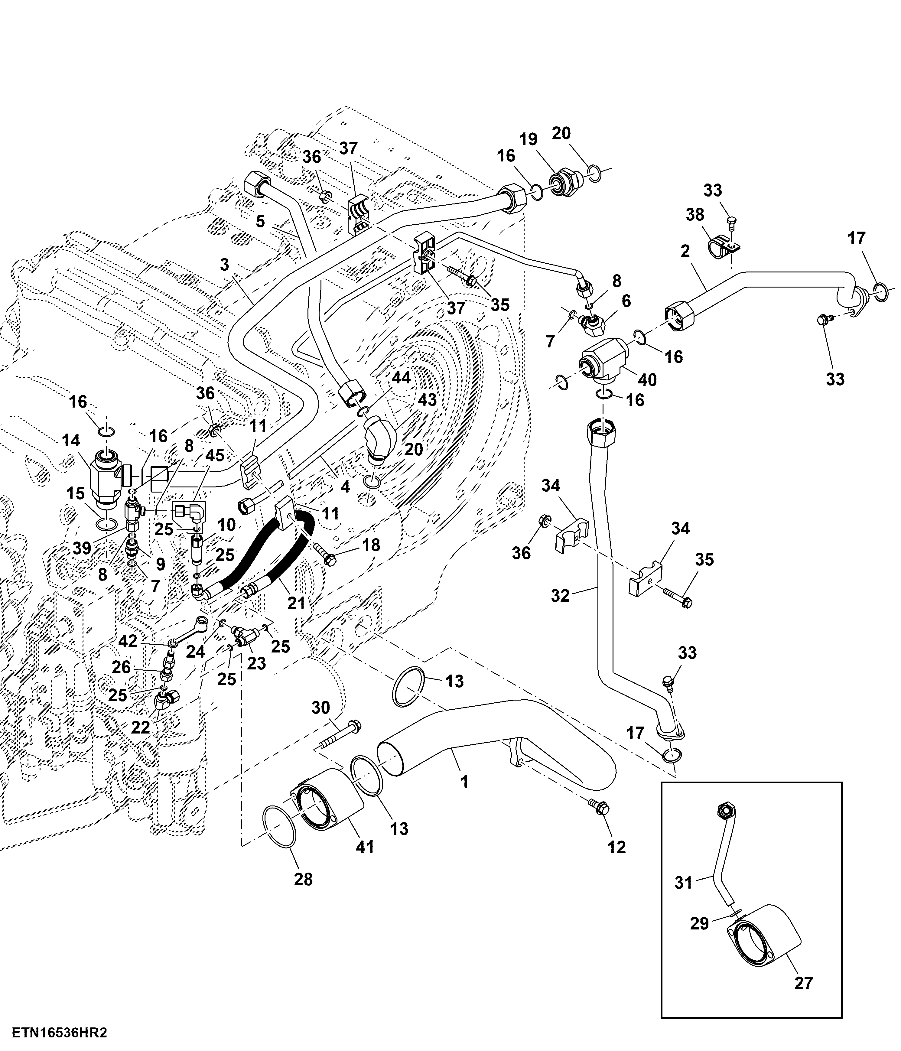 Lines, Hydraulic Pump, W/ TLS™, W/ MidStack, PowrQuad™, 425 mm Axle