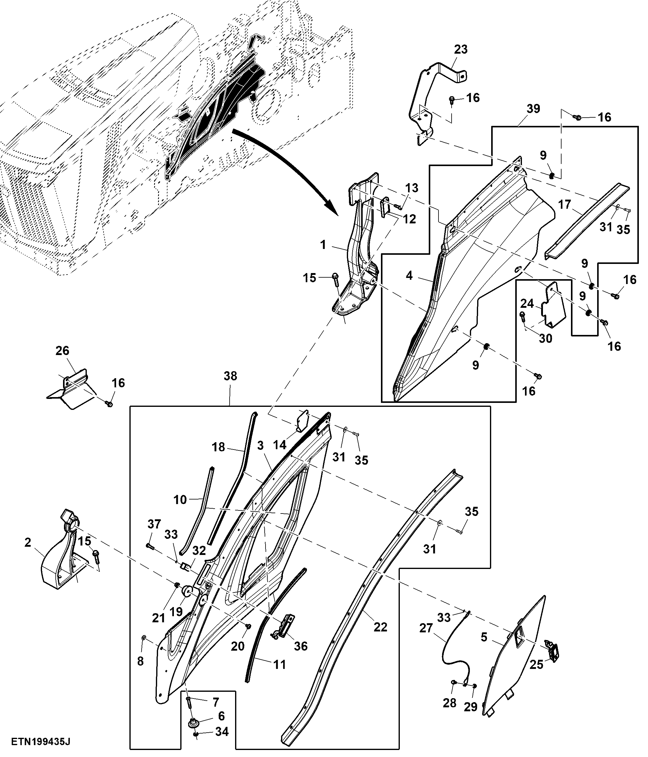 Engine Side Cover, 13.5 L FT4 Engine, LH (919001 - )