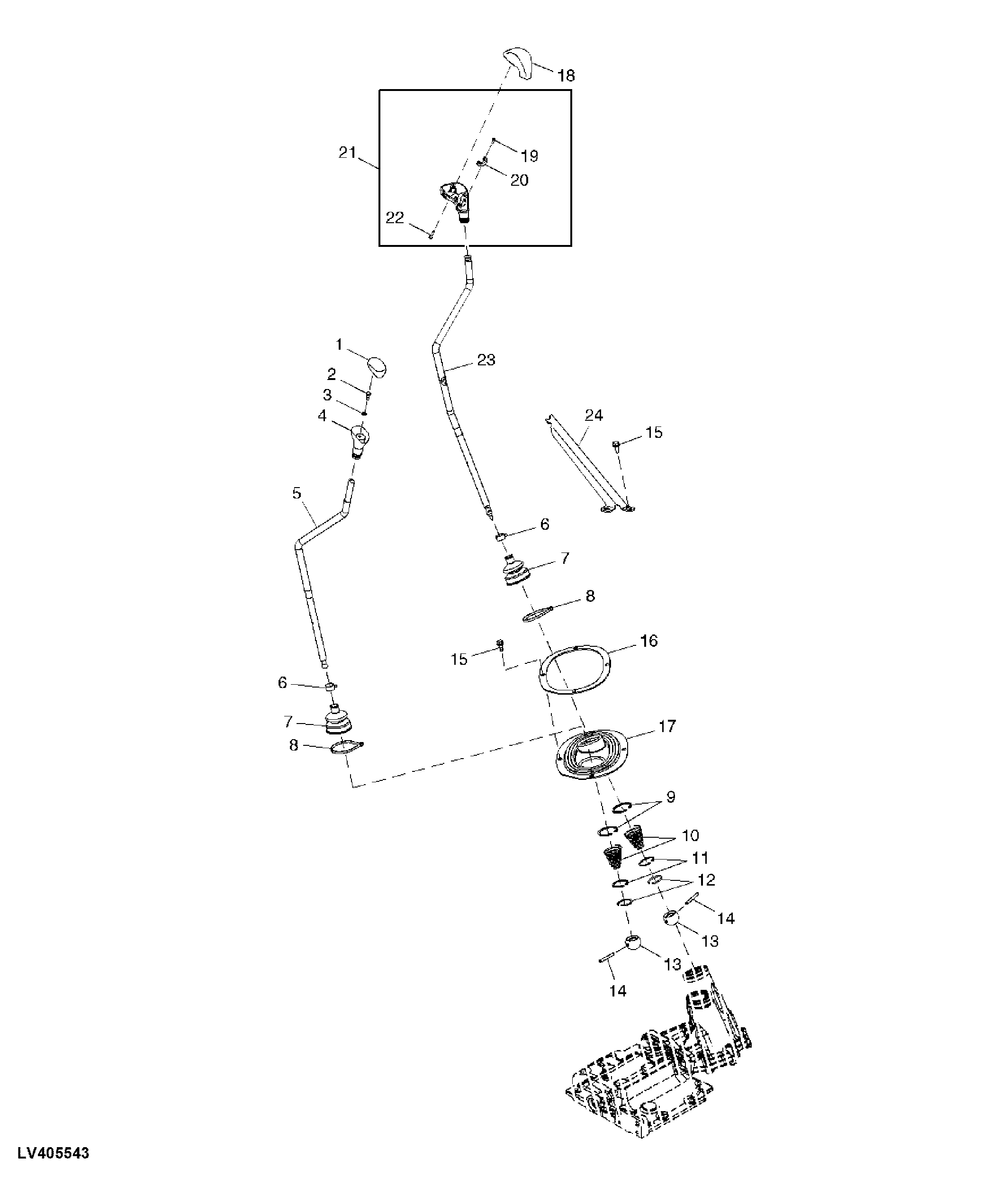 GEAR/RANGE SHIFT (SYNCSHUTTLE™ / POWRREVERSER™ TRANSMISSION WITHOUT ELECTRO-HYDRAULIC HI/LO)