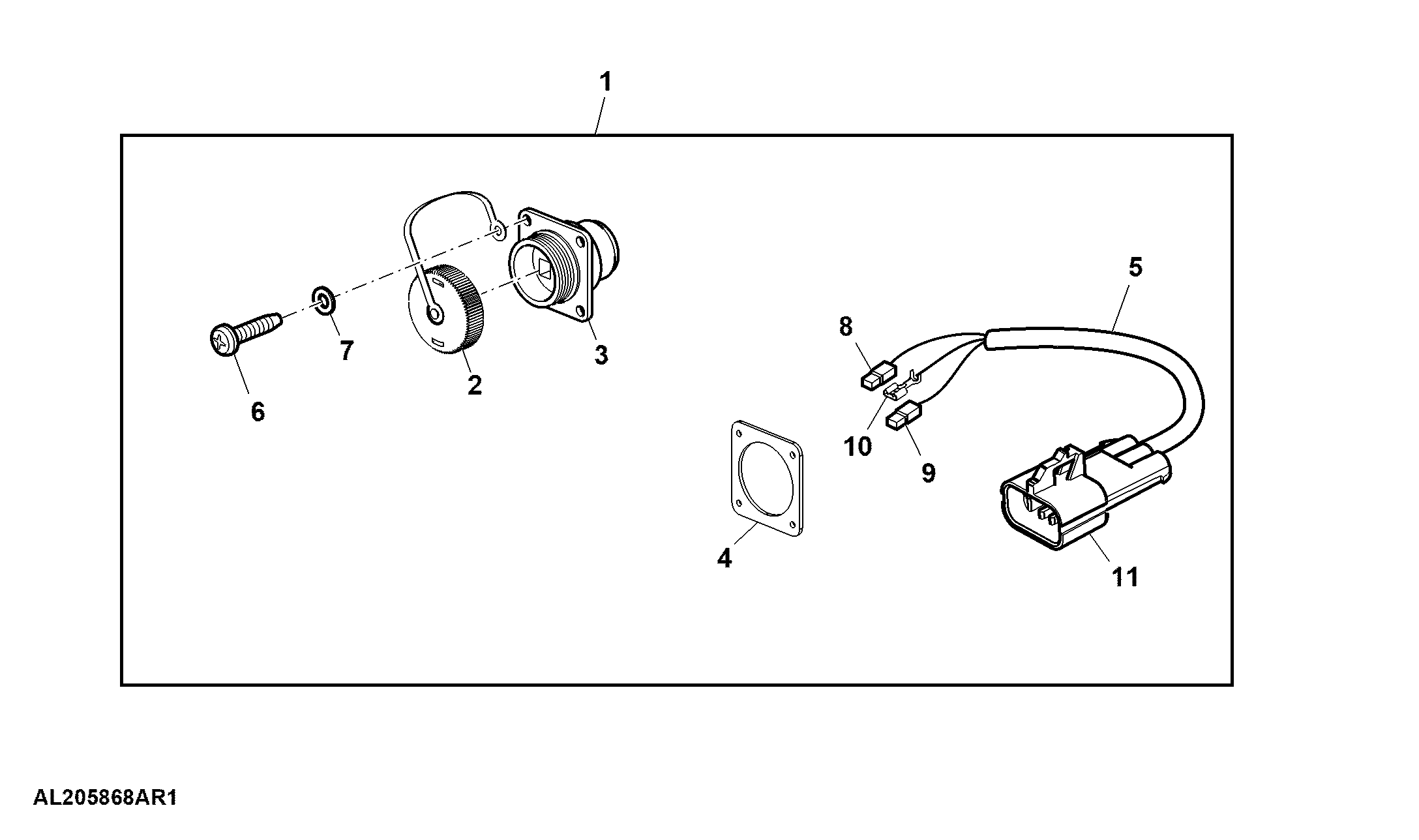 Attachment, 3-Pin Power Socket, C-Post, Wiring Harness