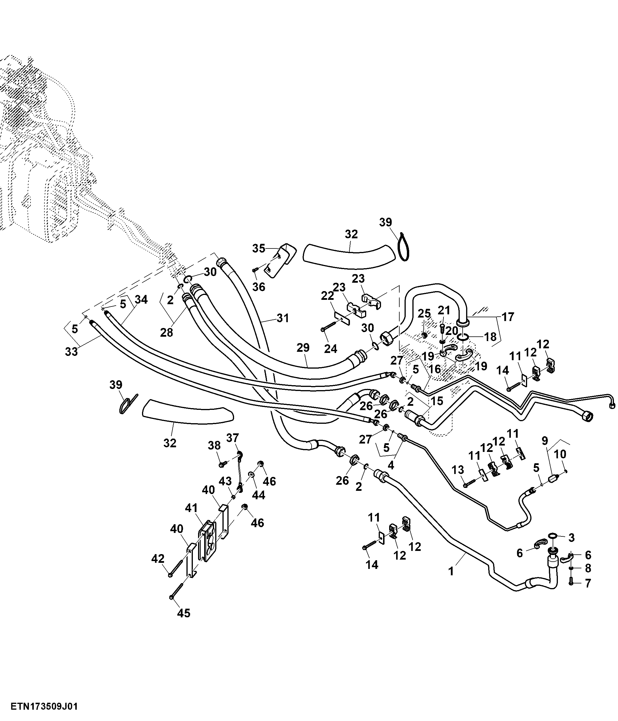 SCV Lines, High Flow, W/O Hitch, 1/2" Rear Quick Coupler, PST (2/2) (804101 - 805770)