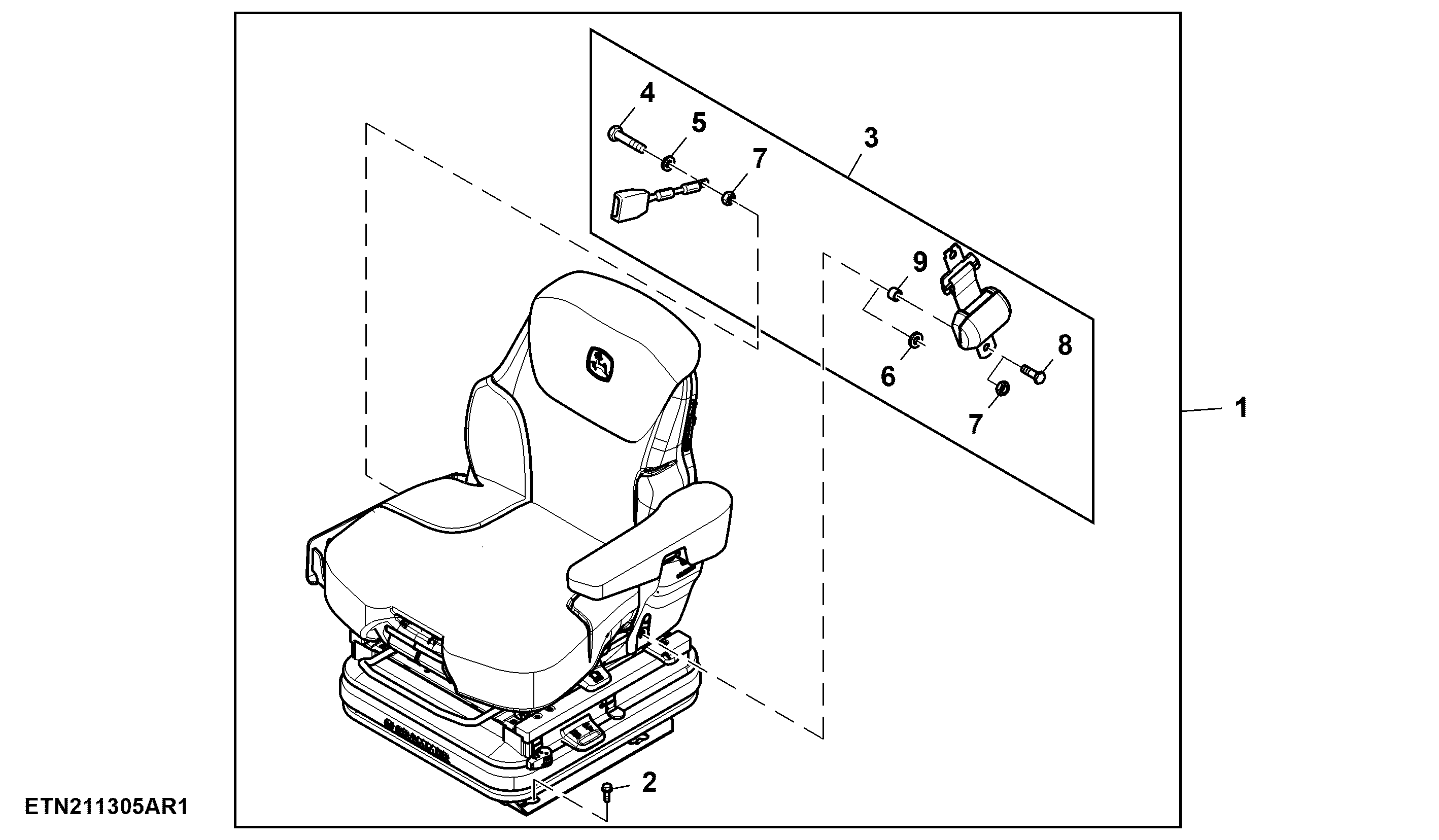 Seat, Air Suspended, CommandARM™, W/ Diagnostic Operator Presence Switch, MSG97AL/741, Attachment