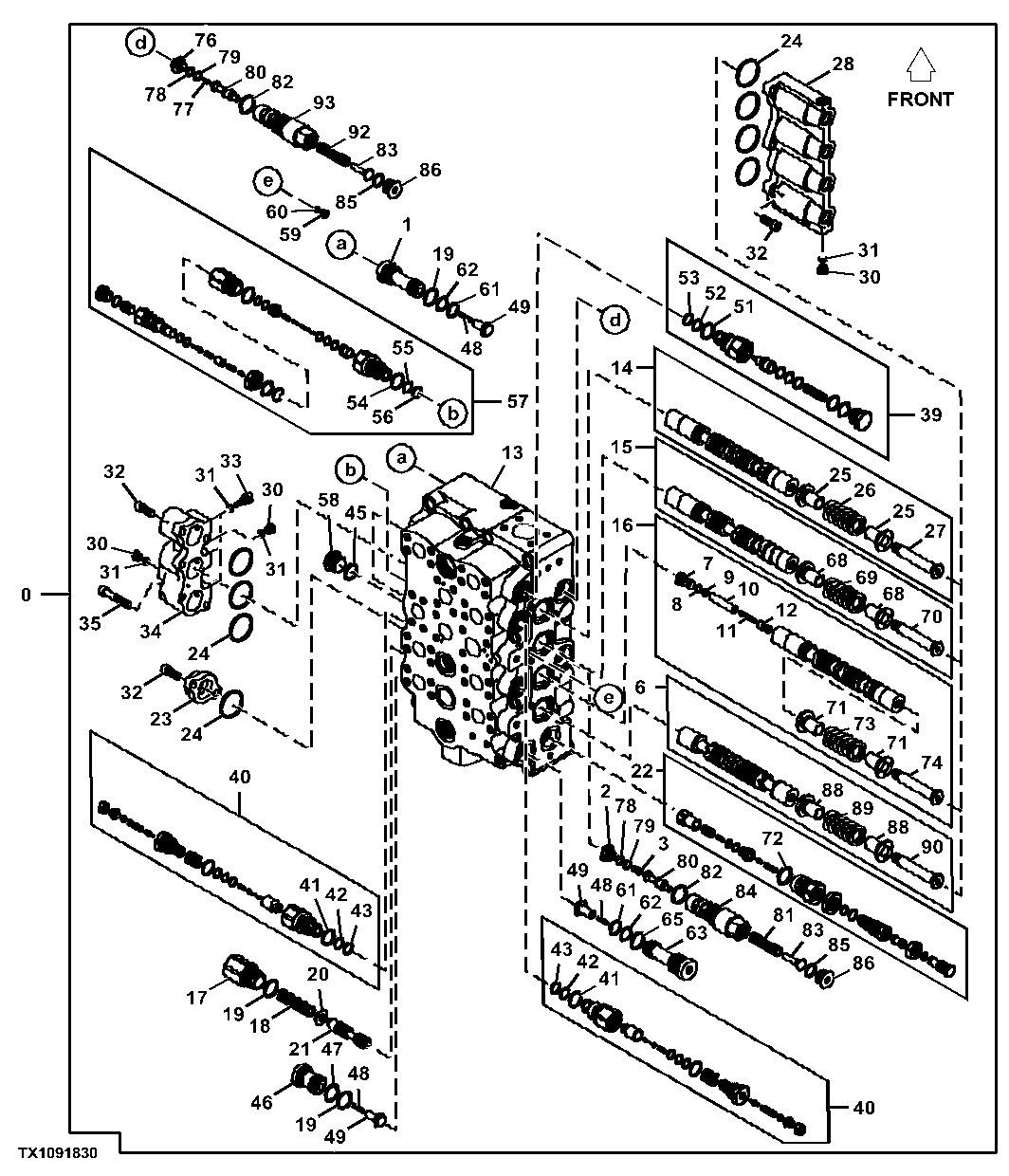 Control Valve Body and Spools, 4-Spool Side