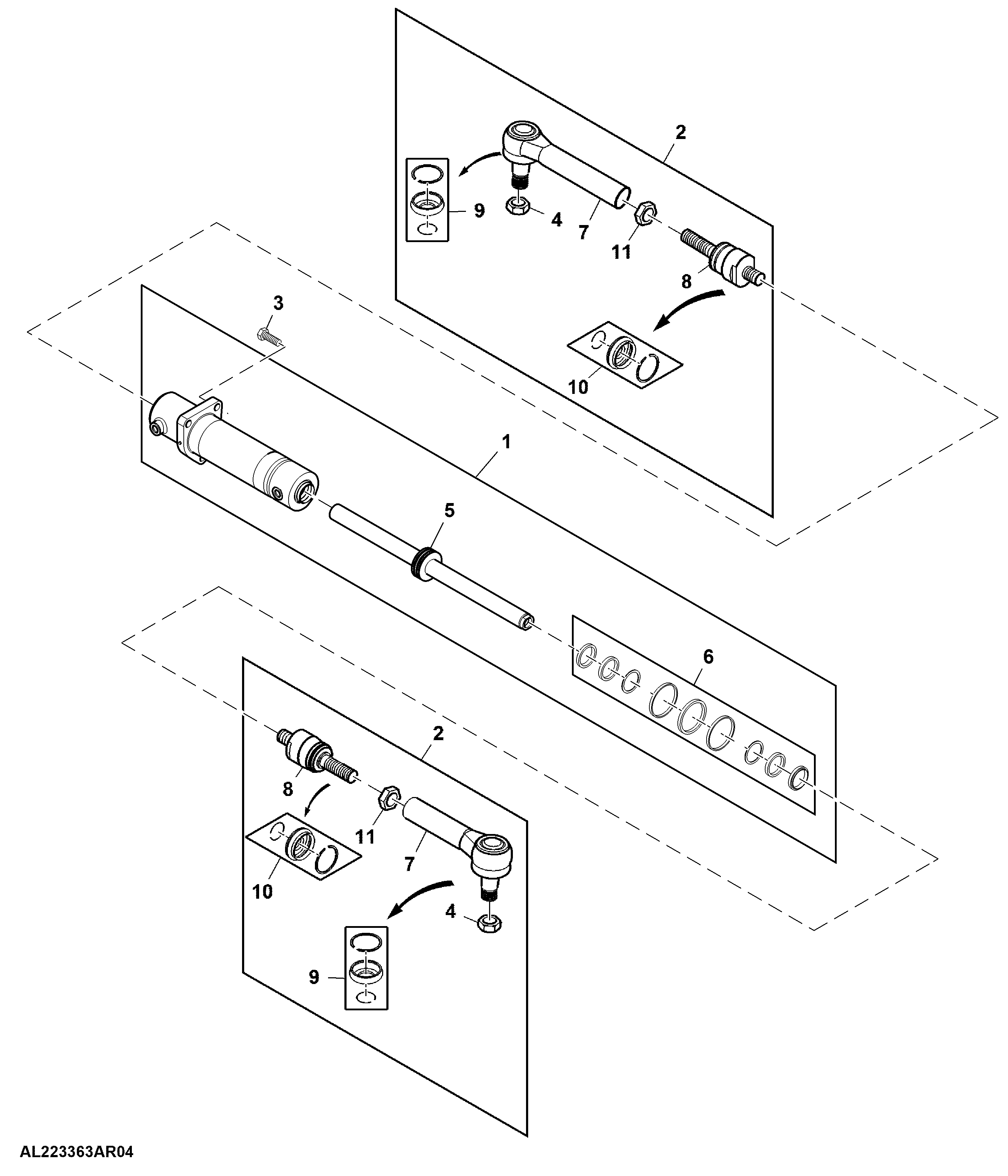 Steering Cylinder and Tie Rods, MFWD, Lite Paddy