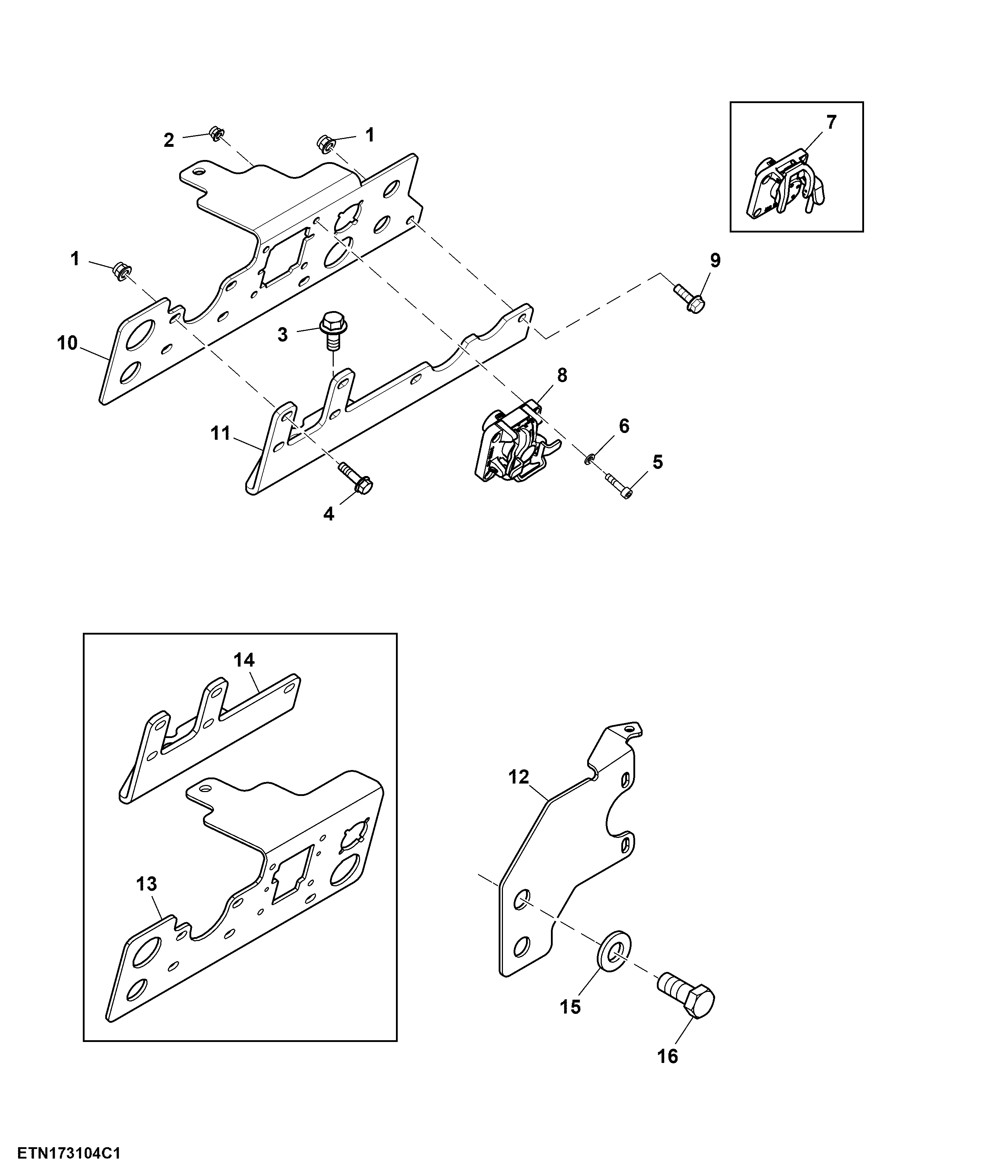 Mounting Parts, Rear Implement Connector, W/O Hitch, Double Reduction Axle