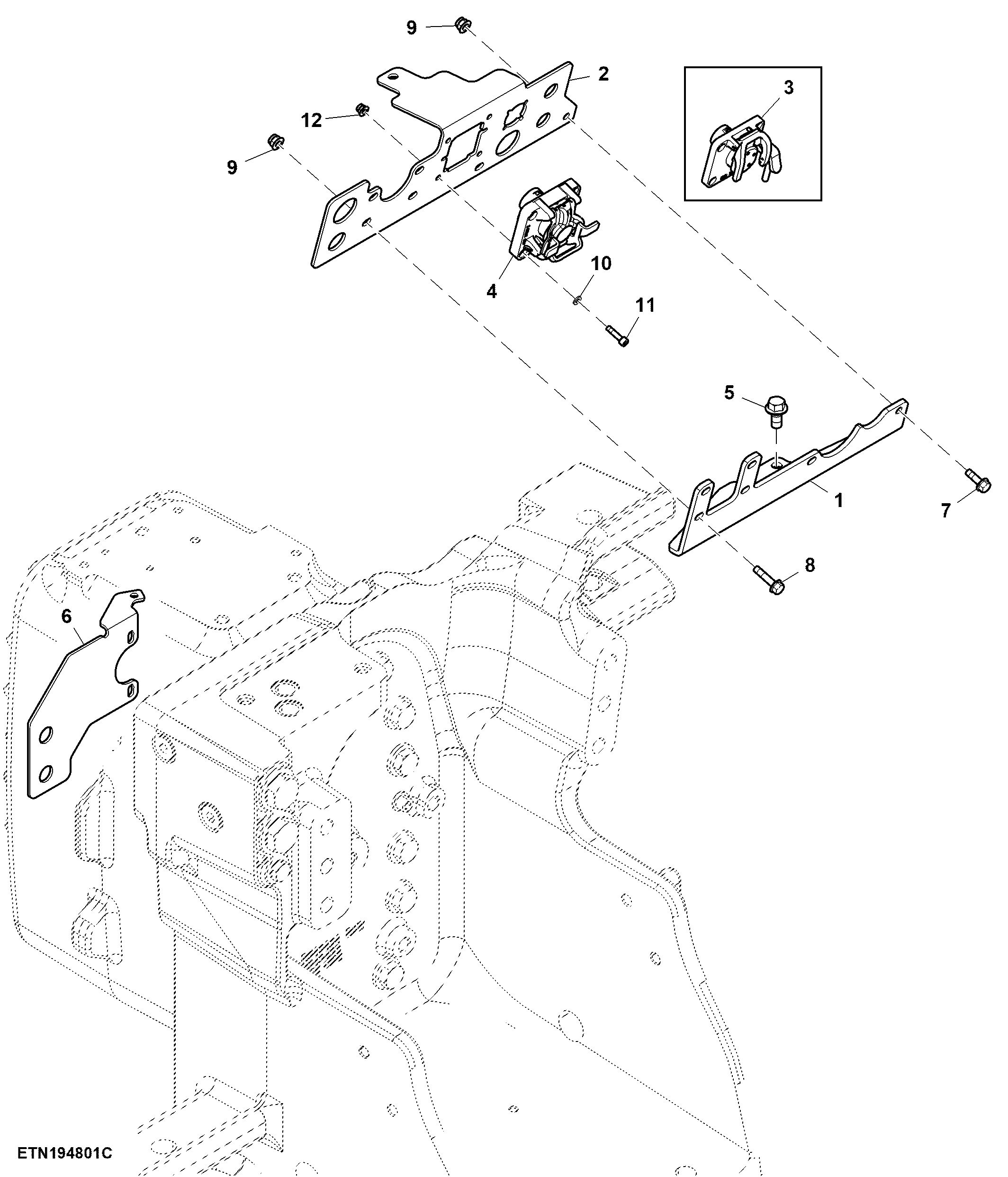 Mounting Parts, Rear Implement Connector, 8 Rear SCV (807001 - )