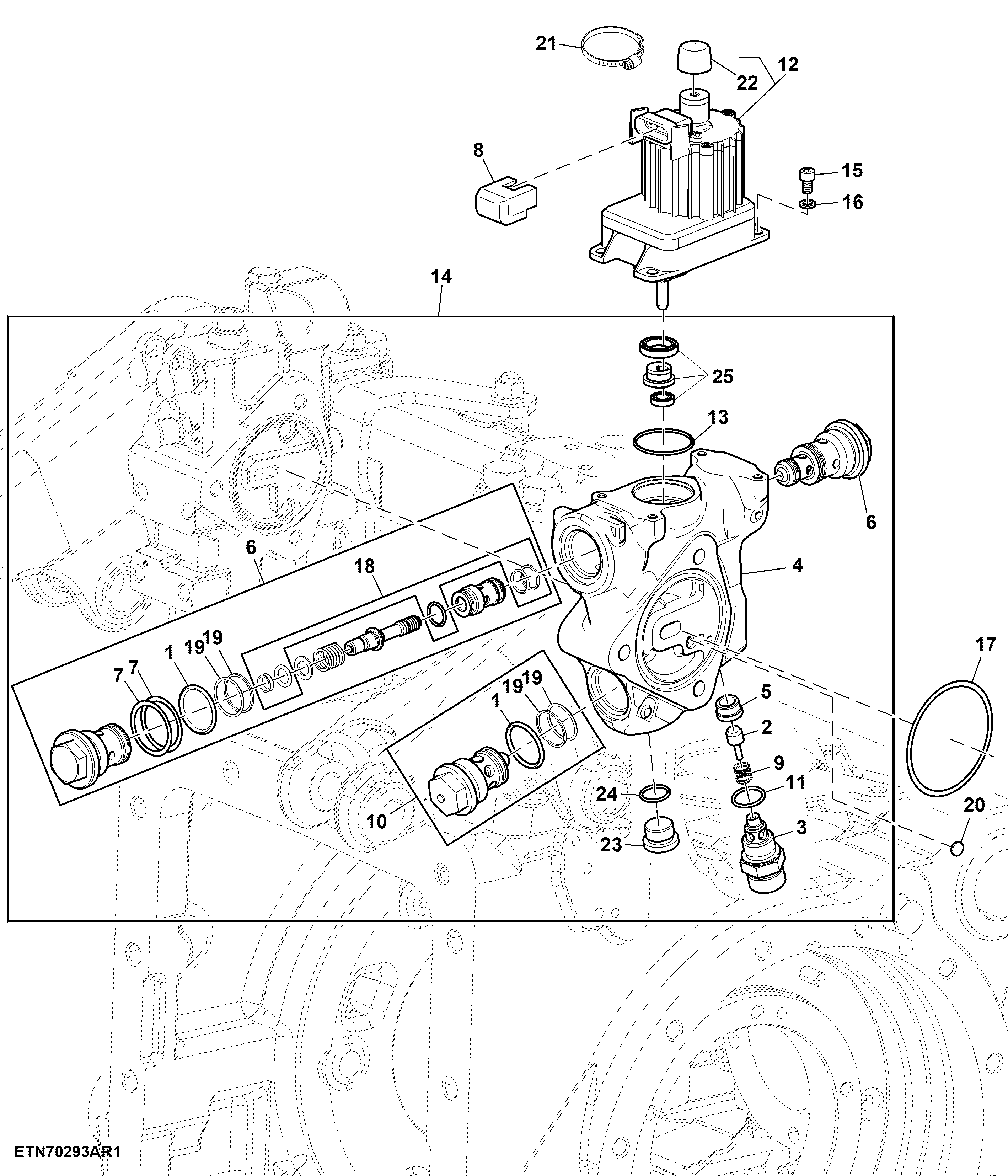 Rockshaft Control Valve, W/ Stepper Motor, PFC Pump