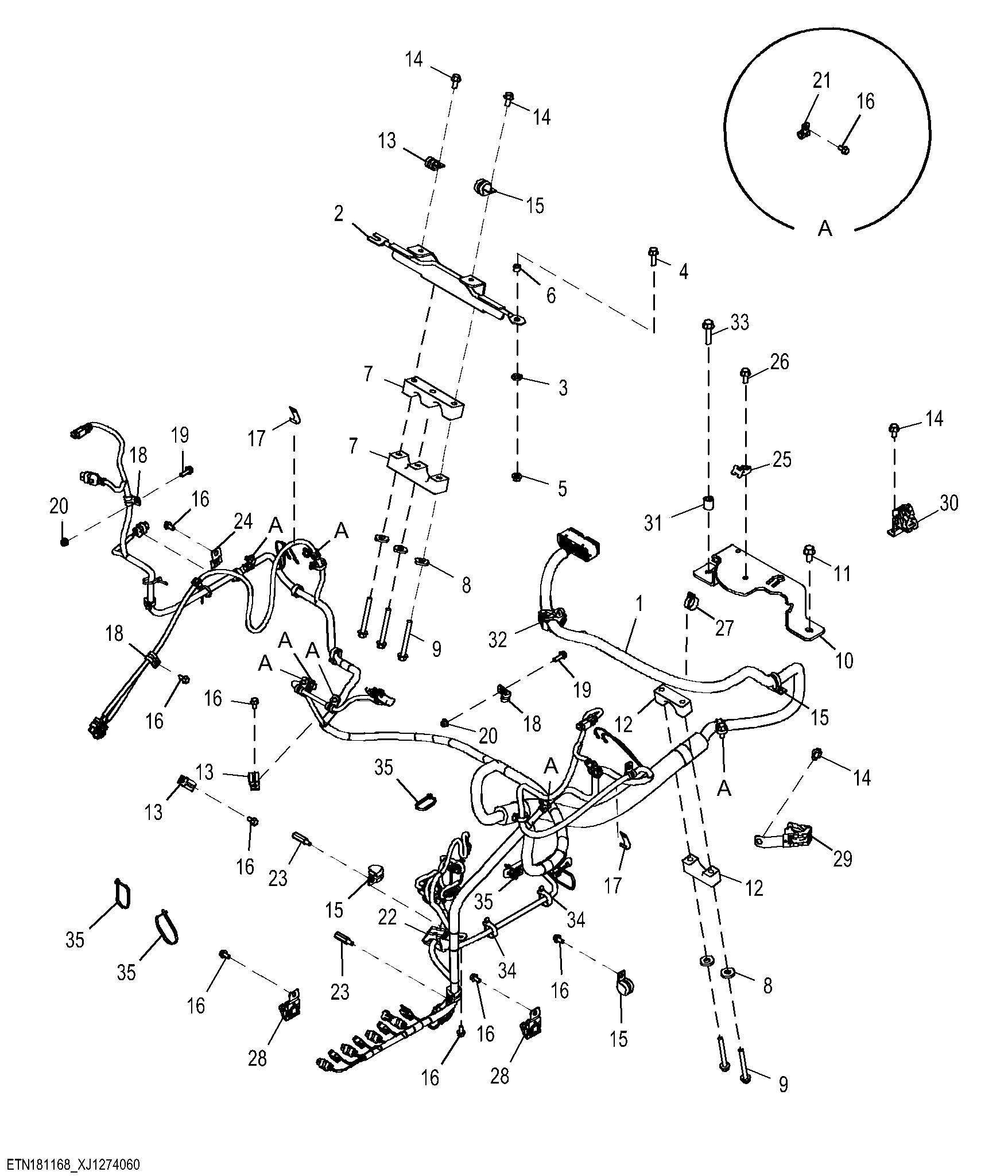 Main Loader Frame Wiring Harness and Hardware