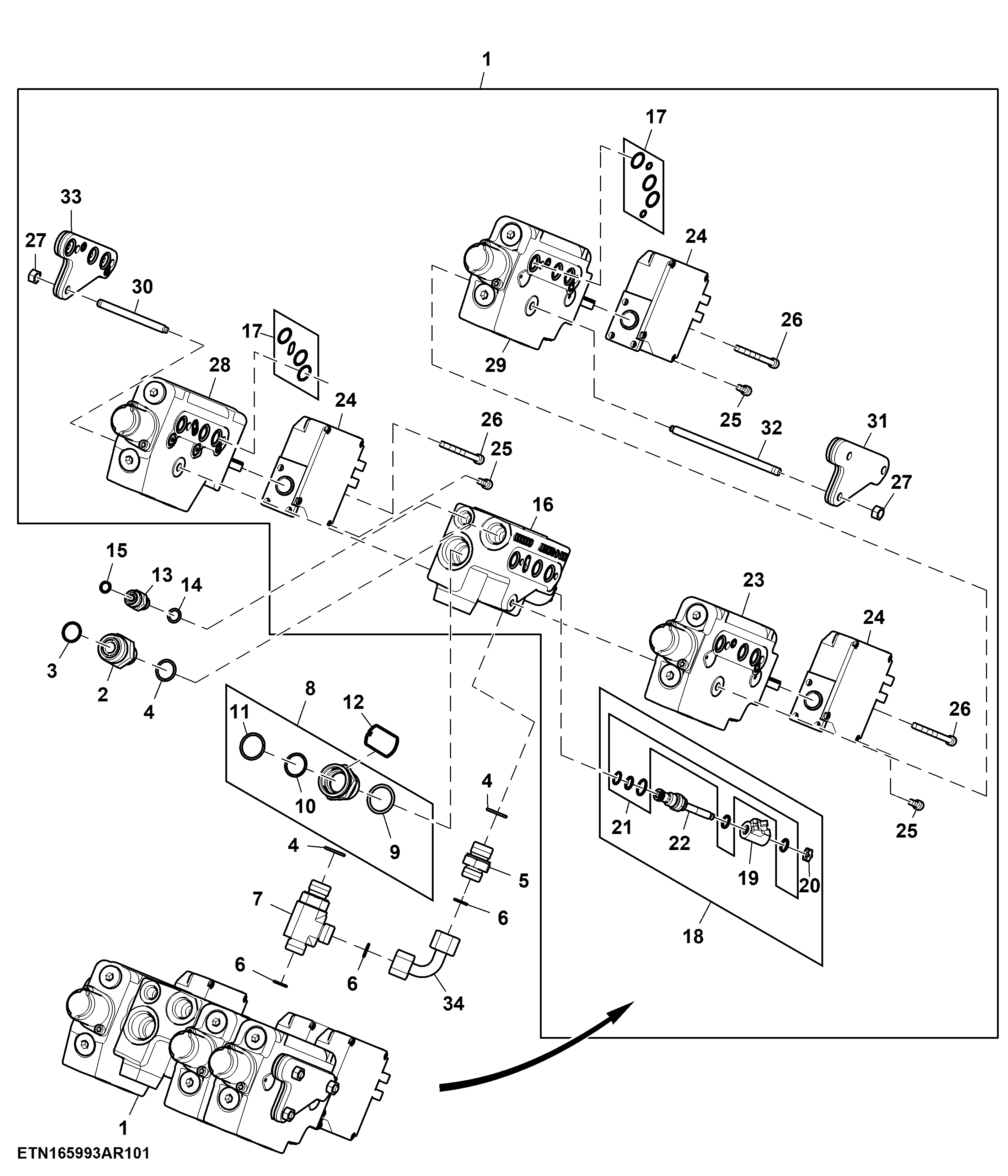 Electrical Midstack SCV, W/ 2 Functions, W/ Front Hitch Control Valve (937676 - 977138)