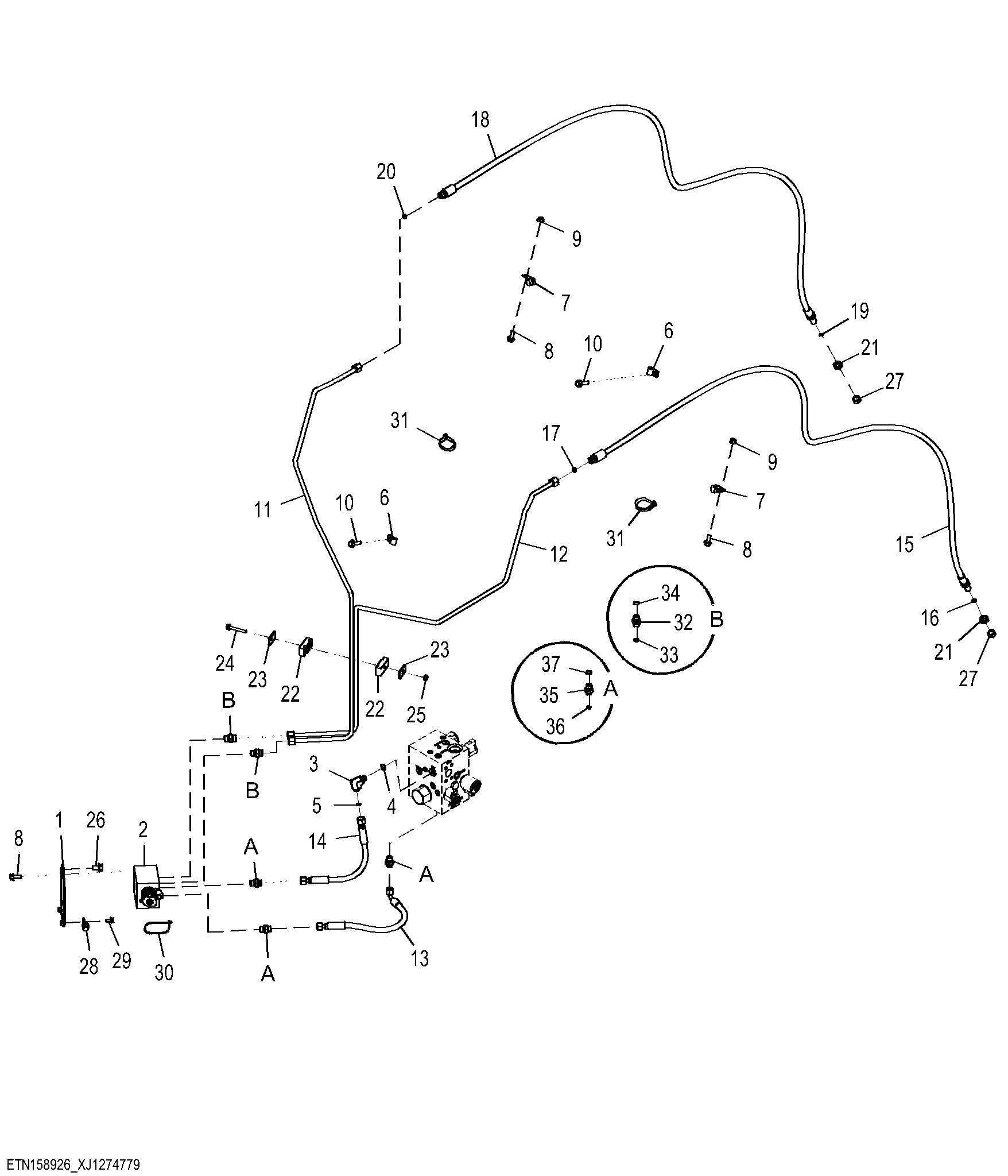Pin Disconnect valve and Boom Hydraulic Lines