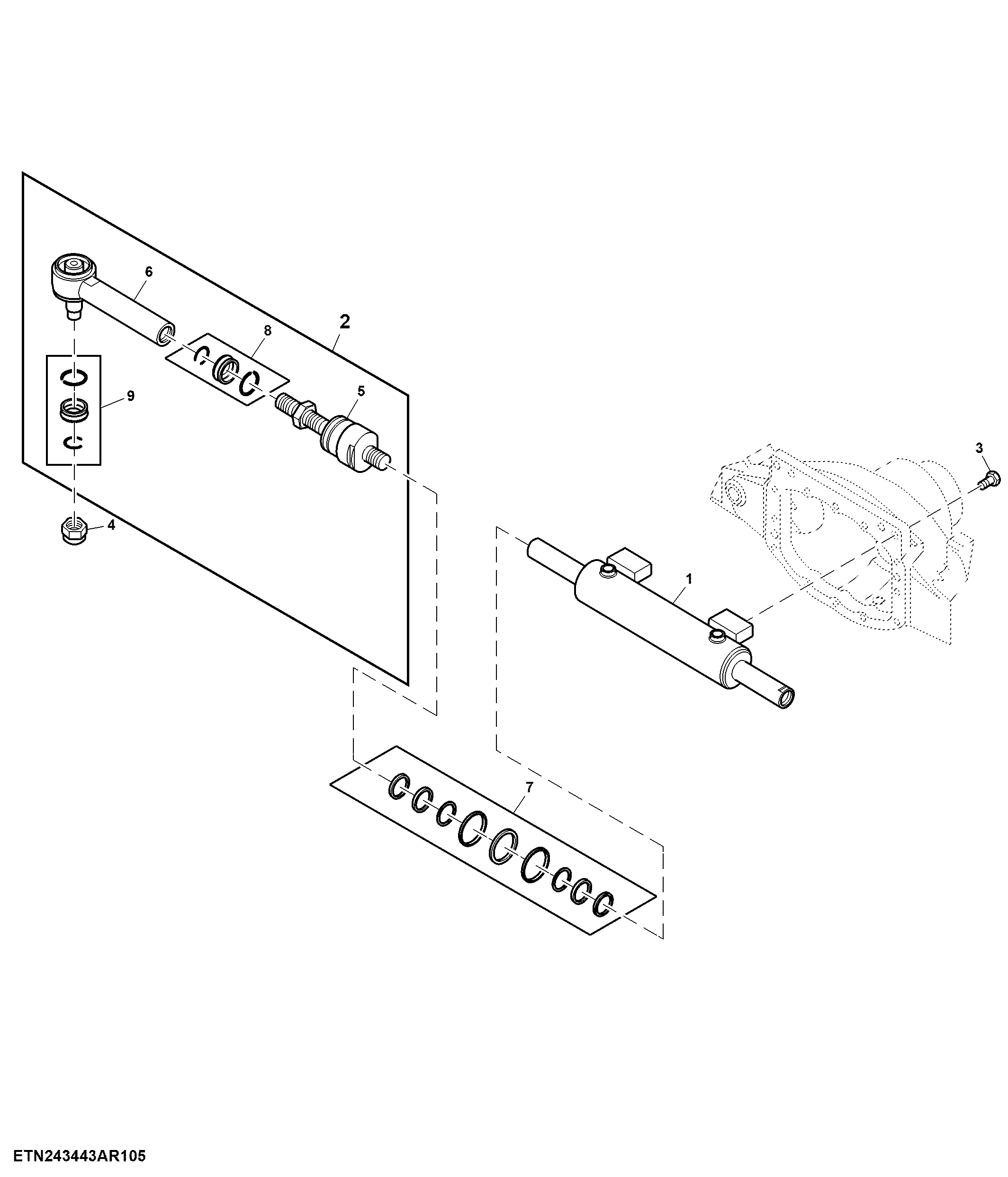 Tie Rods and Steering Cylinder, Front Axle, MFWD