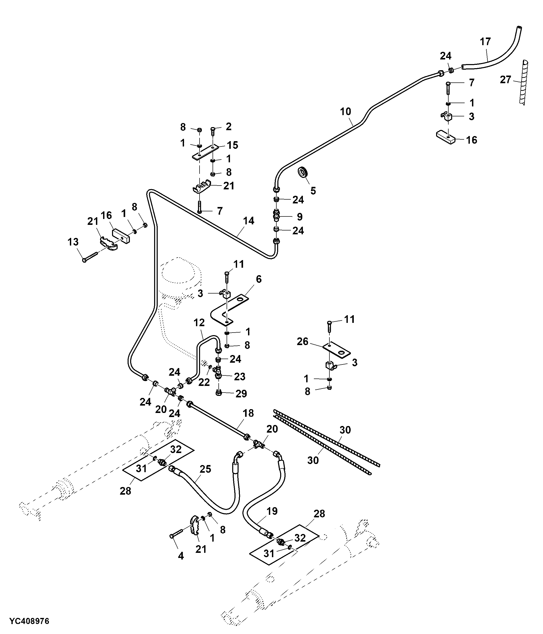 Hydraulic Lines, Cutting Platform Lifting Cylinder