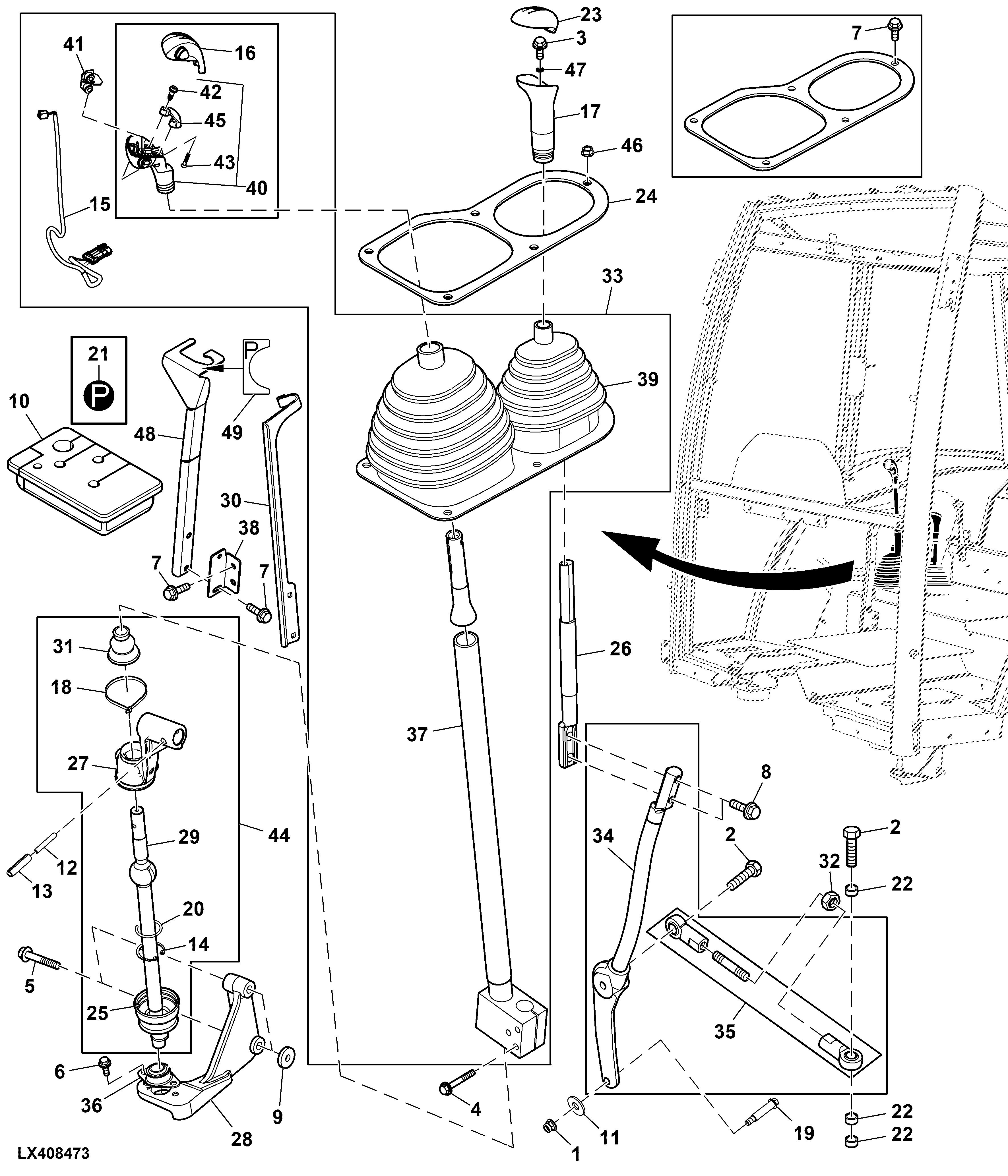 RANGE AND GEAR SHIFT LEVERS (POWRREVERSER PLUS)