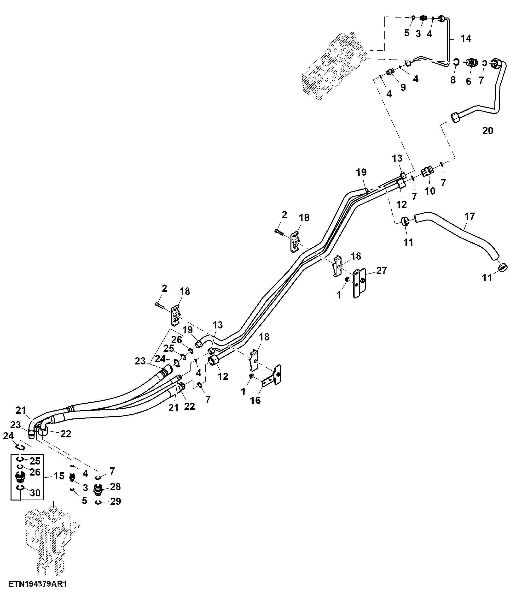 Oil Supply Lines, Midstack SCV, W/O Power Beyond