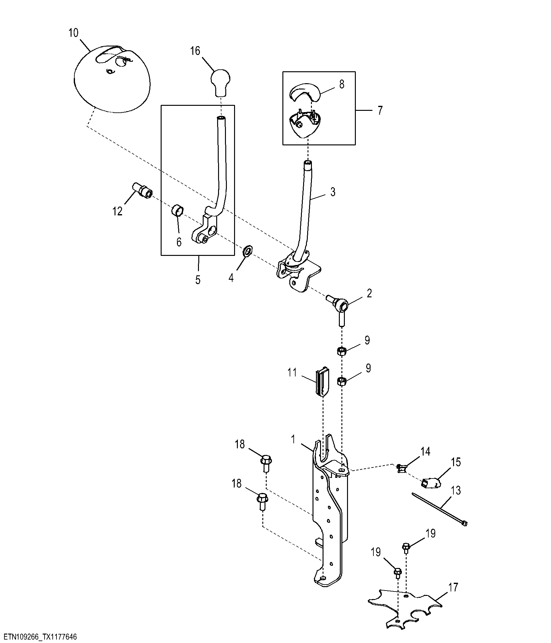 Loader Control, Single Lever with Auxiliary Lever