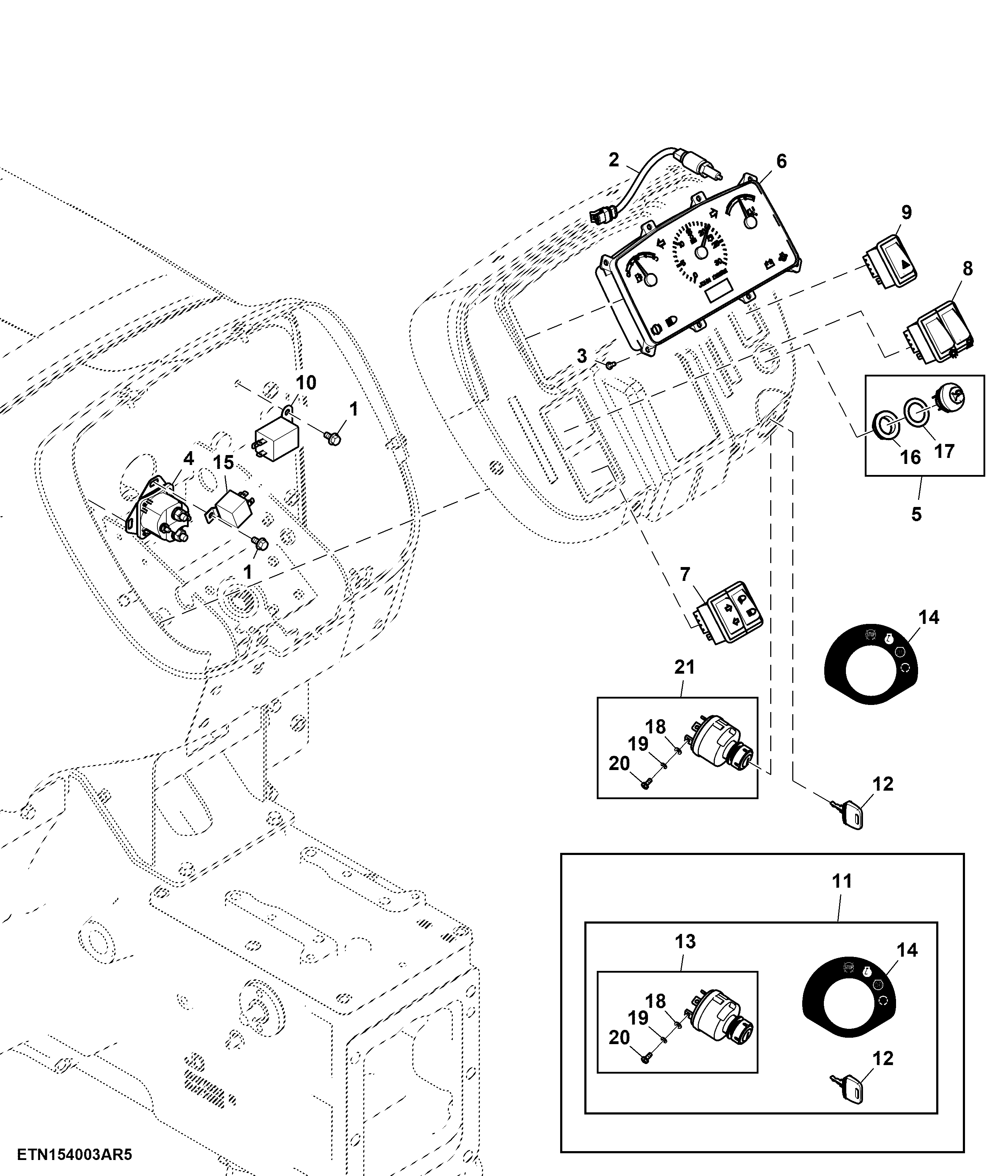 Instrument Cluster and Switches, Large Screen