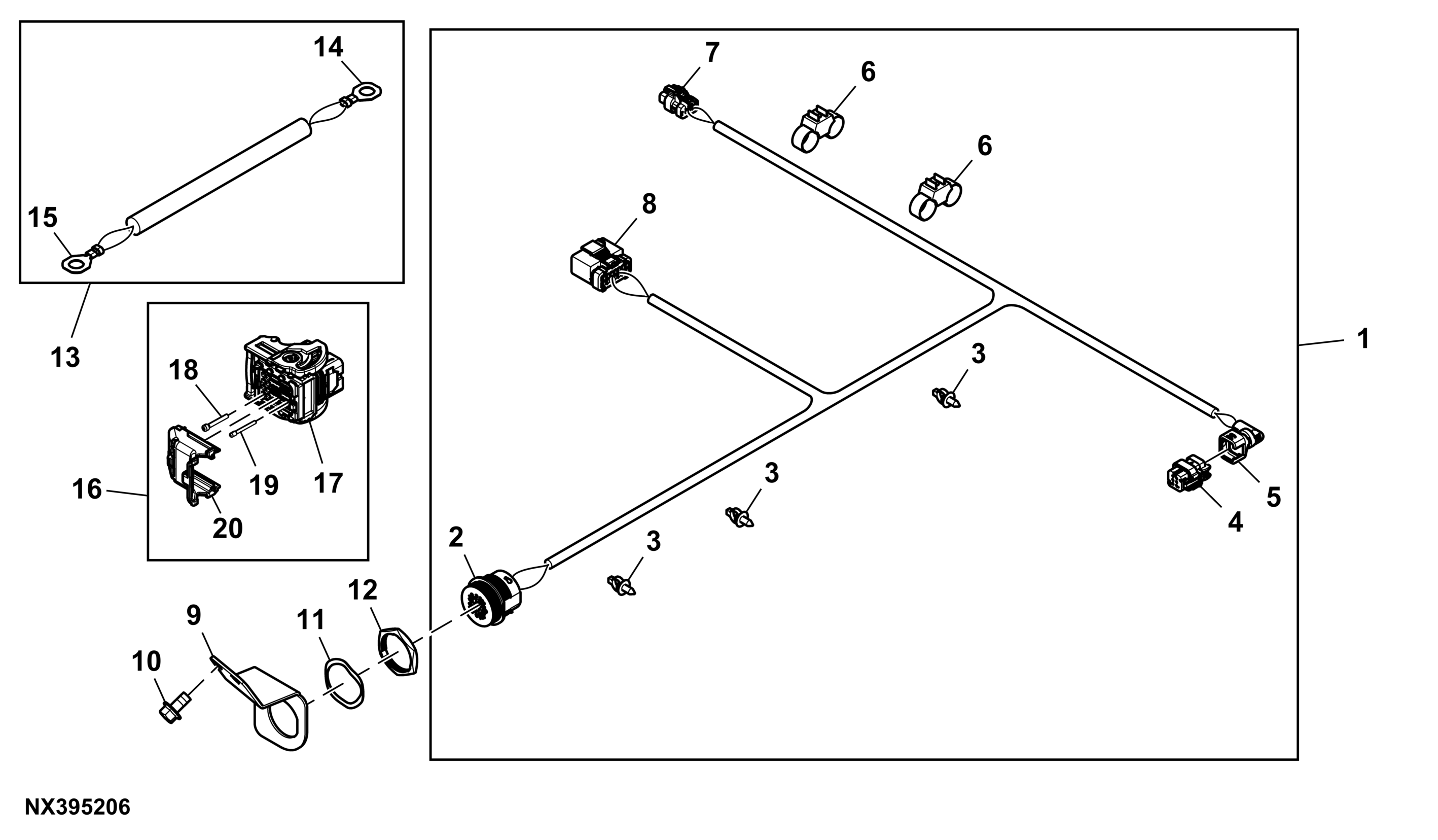Chassis Wiring Harness, Hood Extension (208001 - )