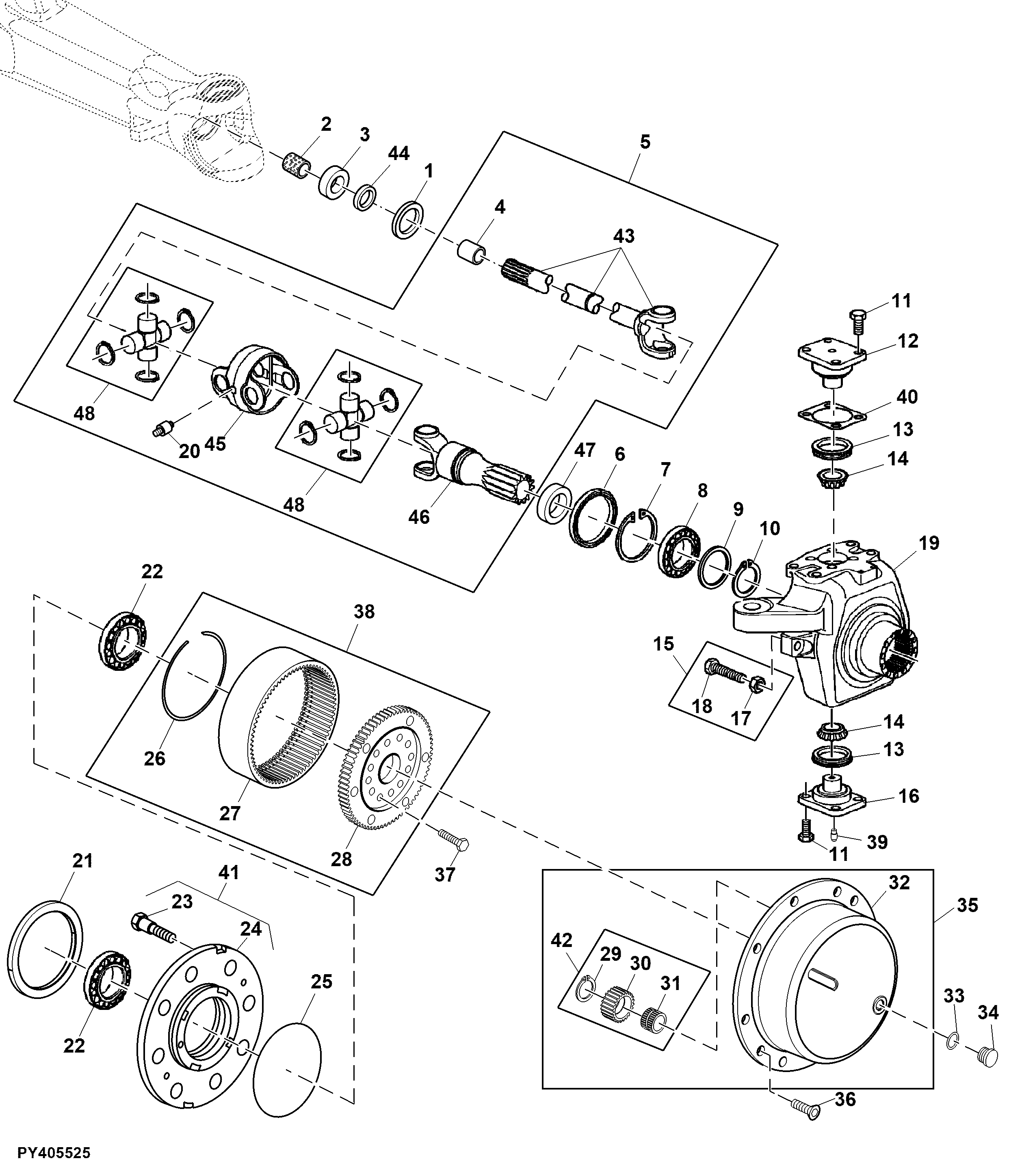 Hub Carrier / Planetary Drive, Front Axle, MFWD, DANA - DEWAS