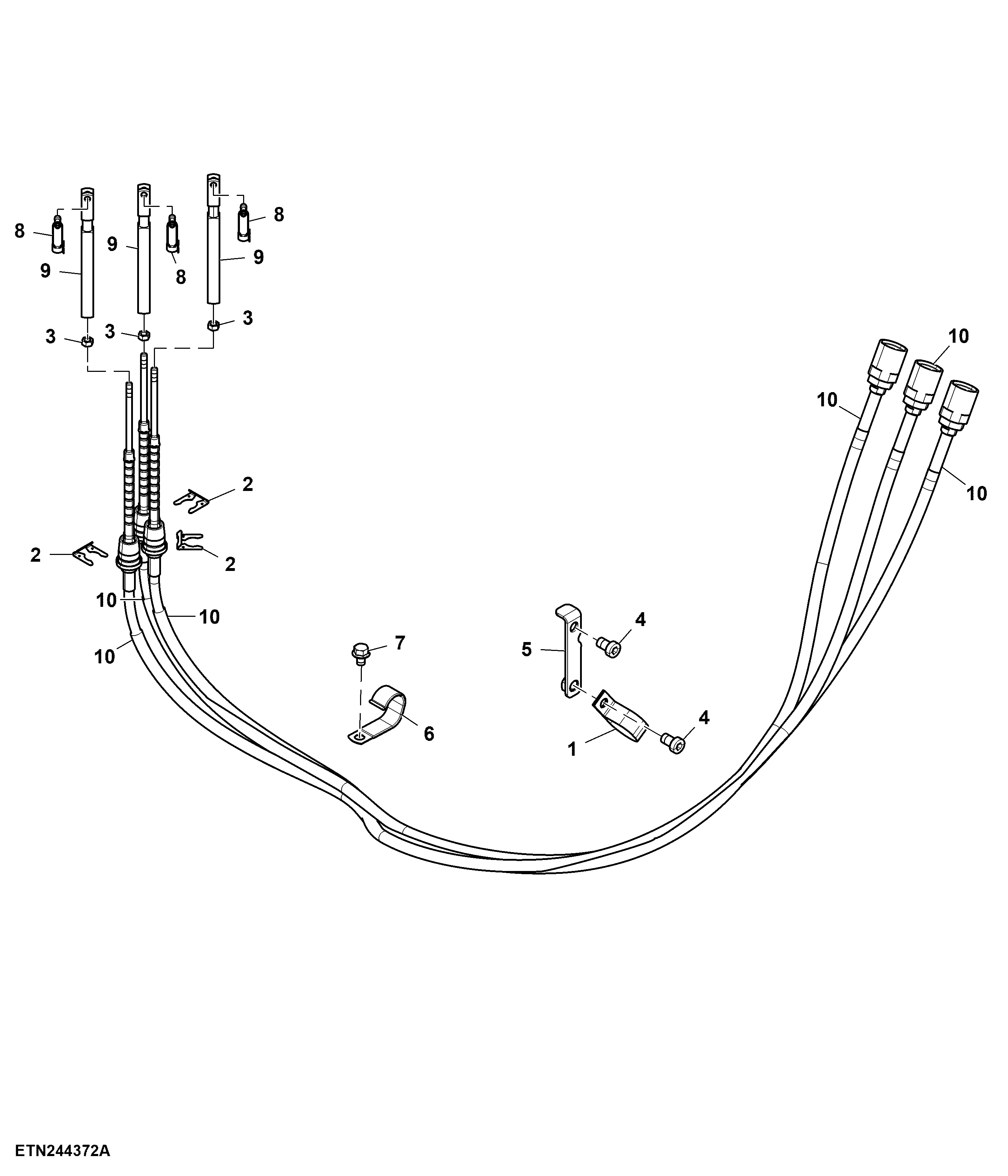 Cable, Lever, Selective Control Valve, 1st, 2nd, 3rd