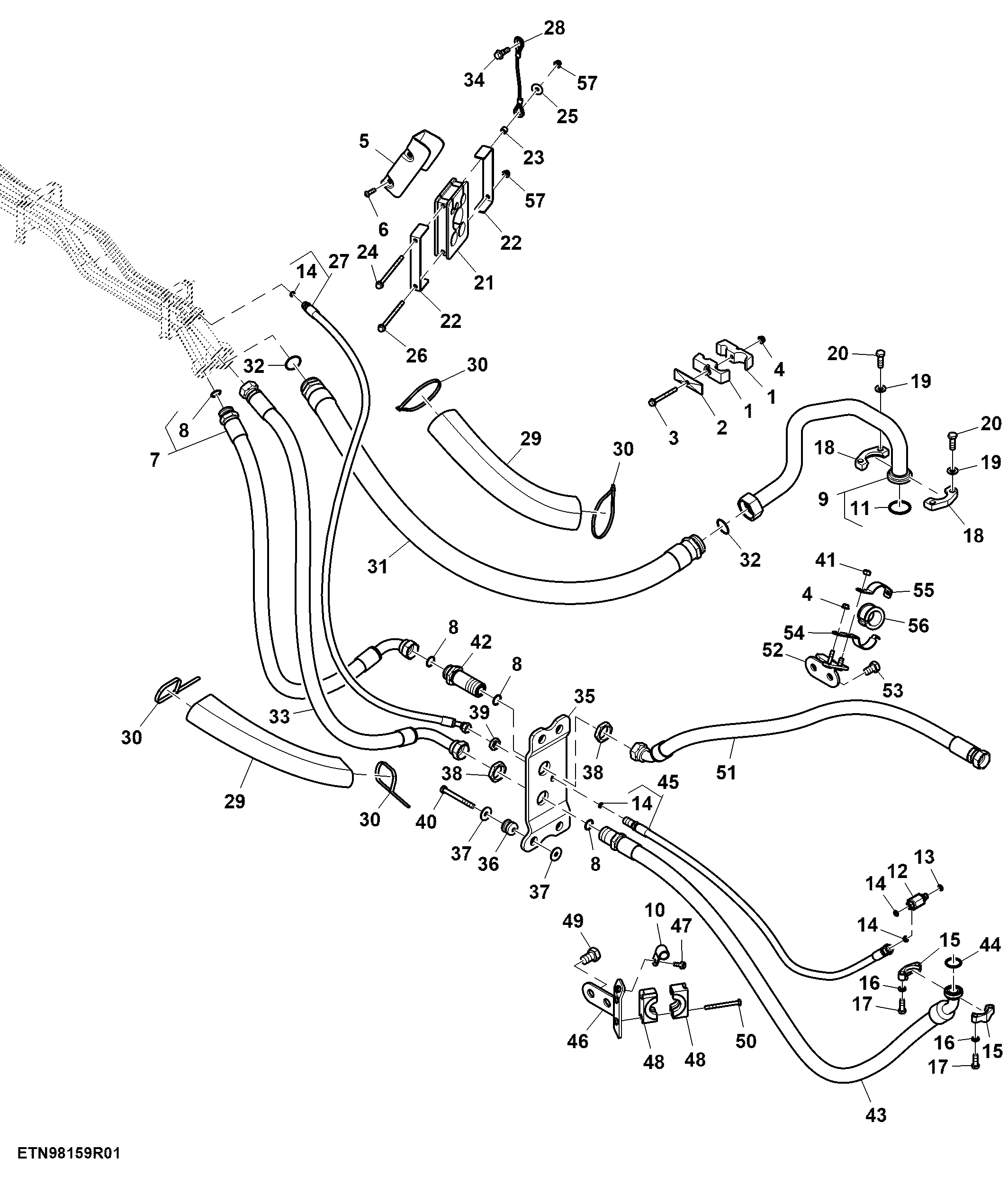 SCV Lines, 3/4" High Flow 4/6 SCV, Short Drawbar Support, 0.75" Rear Coupler, PST (For Scraper) (2/2) (807268 - )