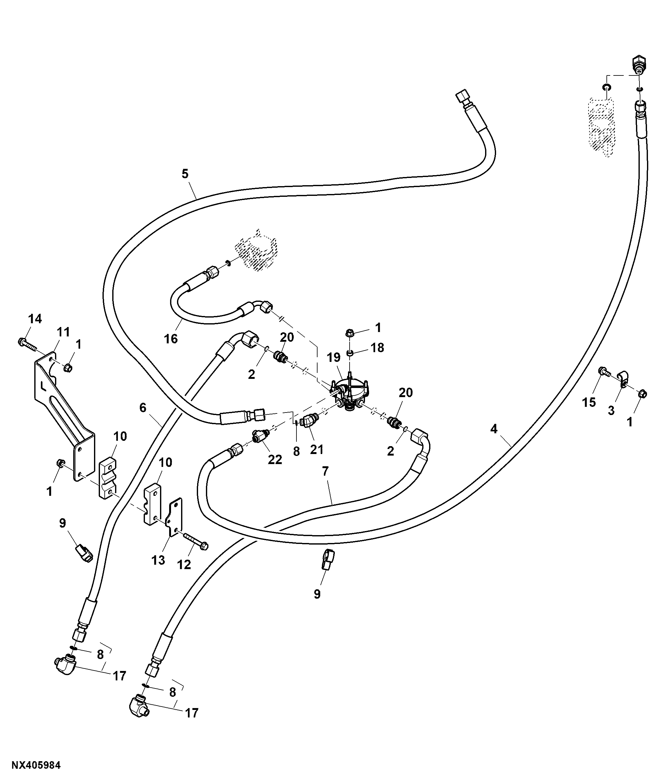 Hoses and Brackets, Service Brake Valve (2/2)