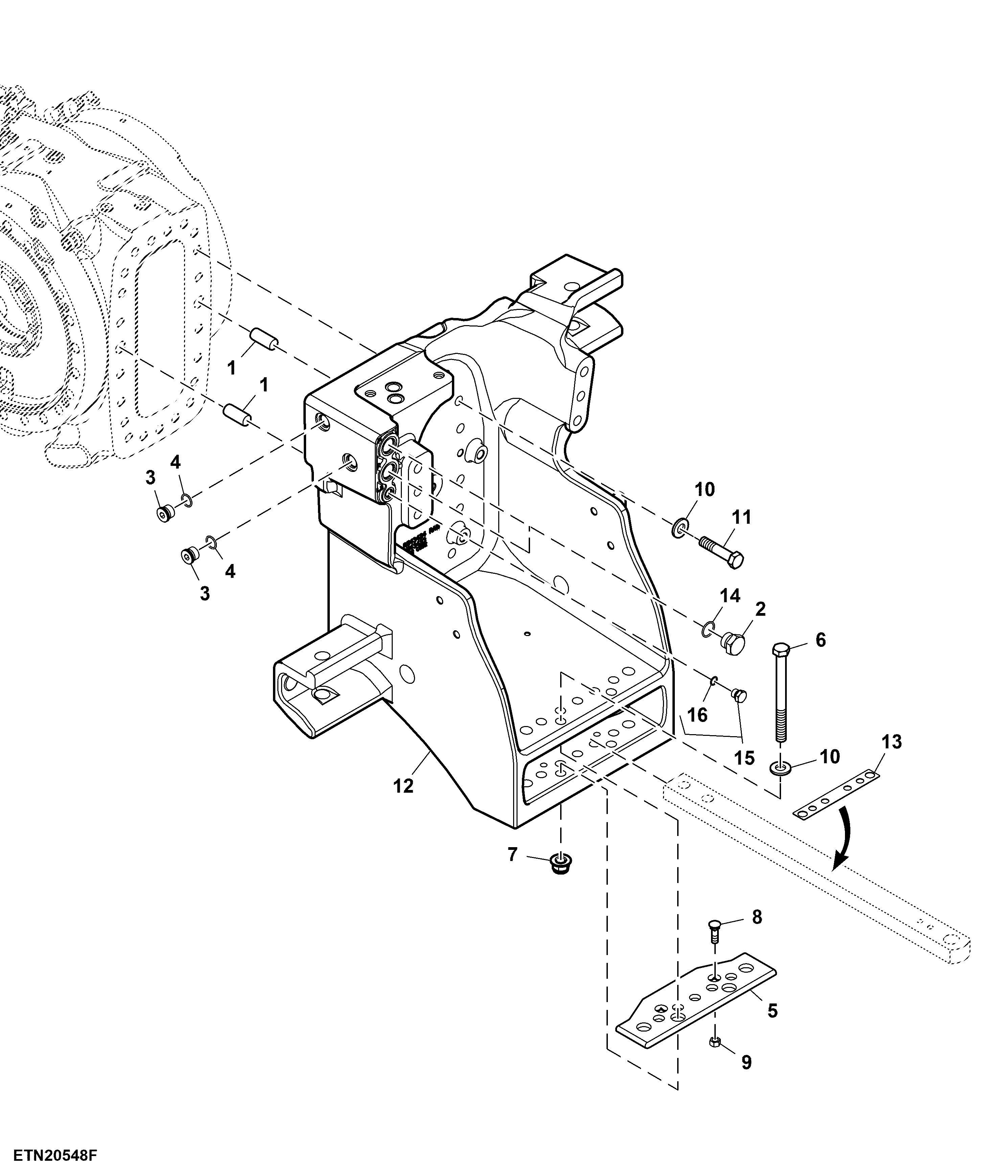 Support, Heavy Duty Drawbar, W/O Hitch, Double Reduction Axle