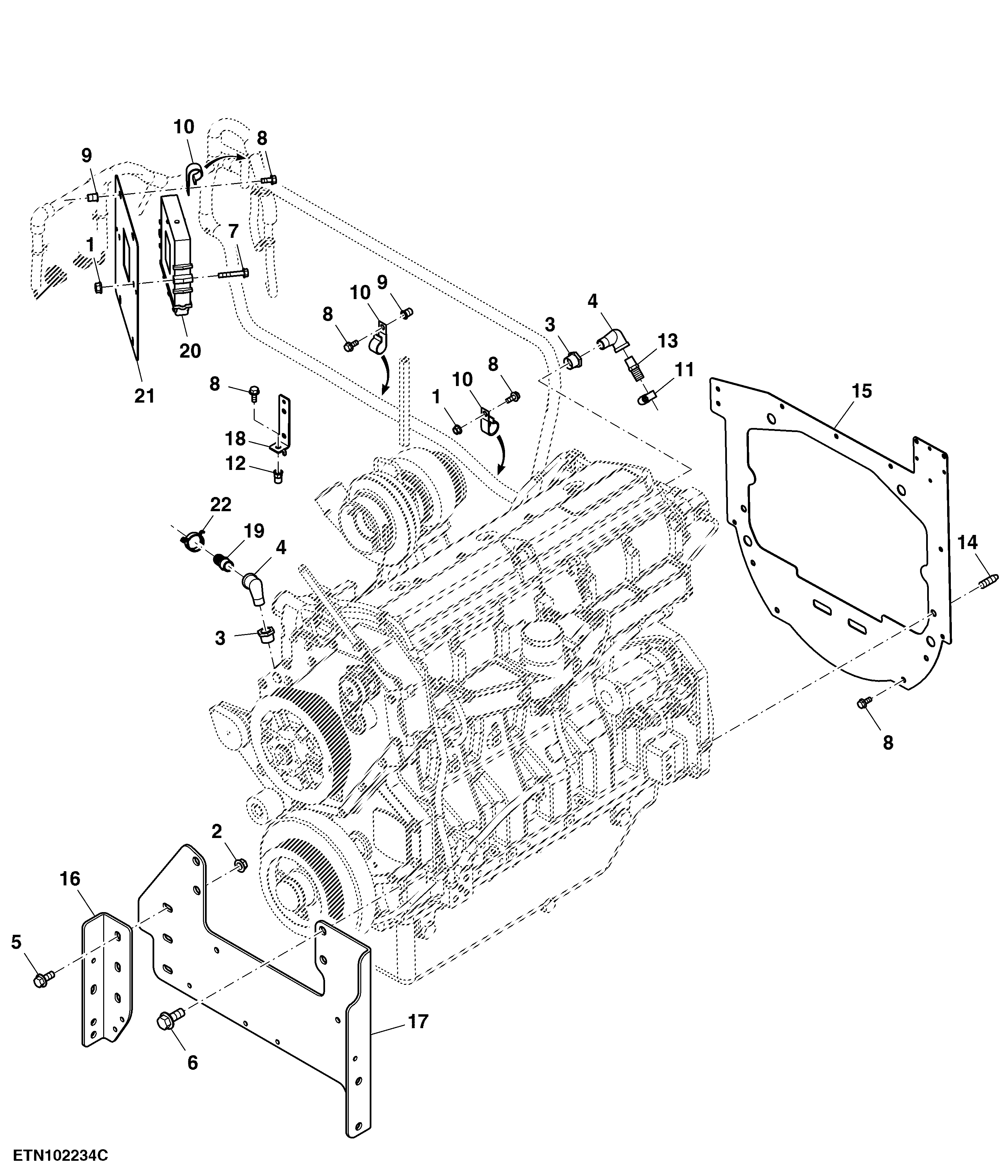 Engine Control Unit and Engine Mounts, Engine 13.5 L, Tier 2