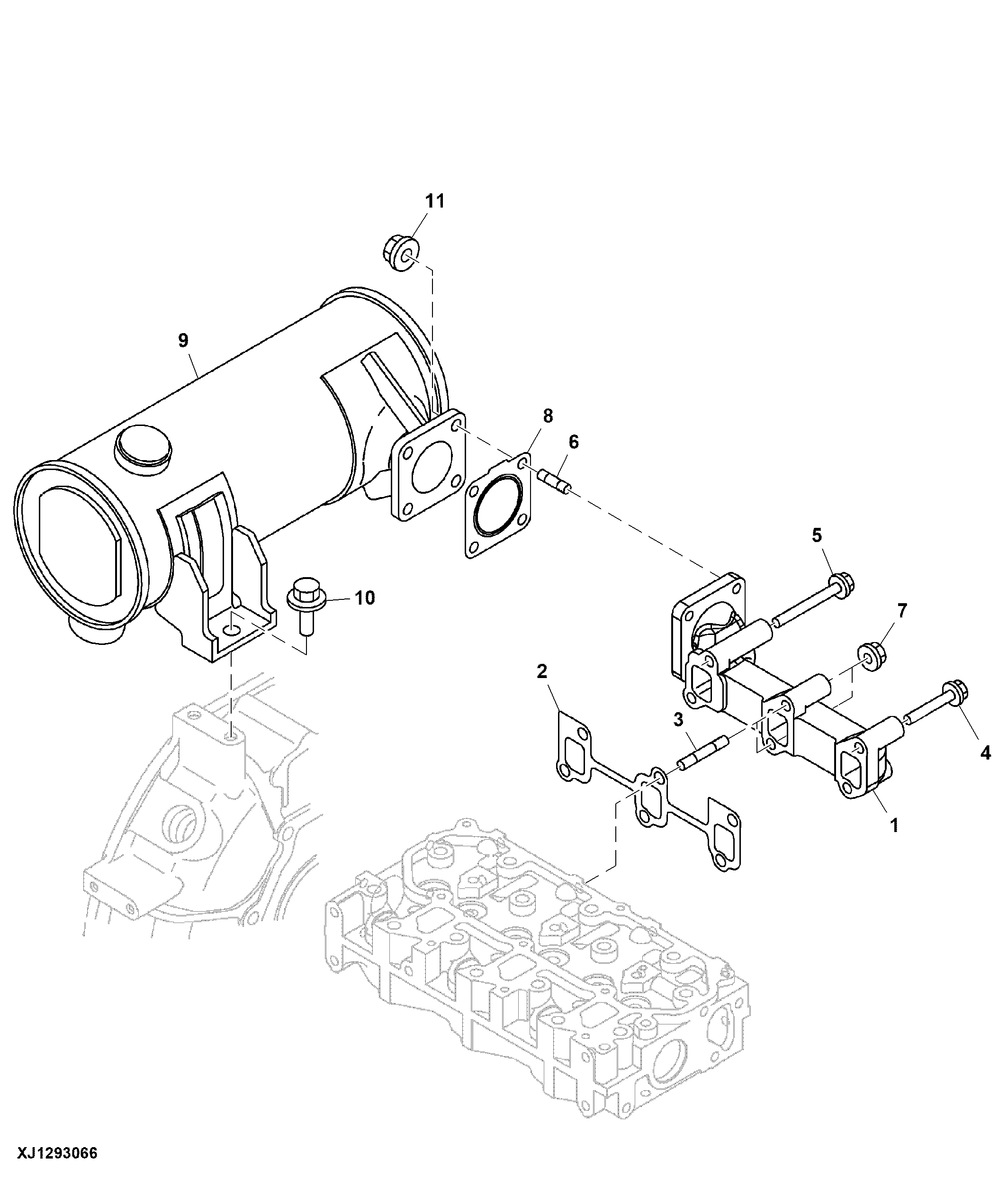 Exhaust Manifold and Silencer (Engine 3TNV76)
