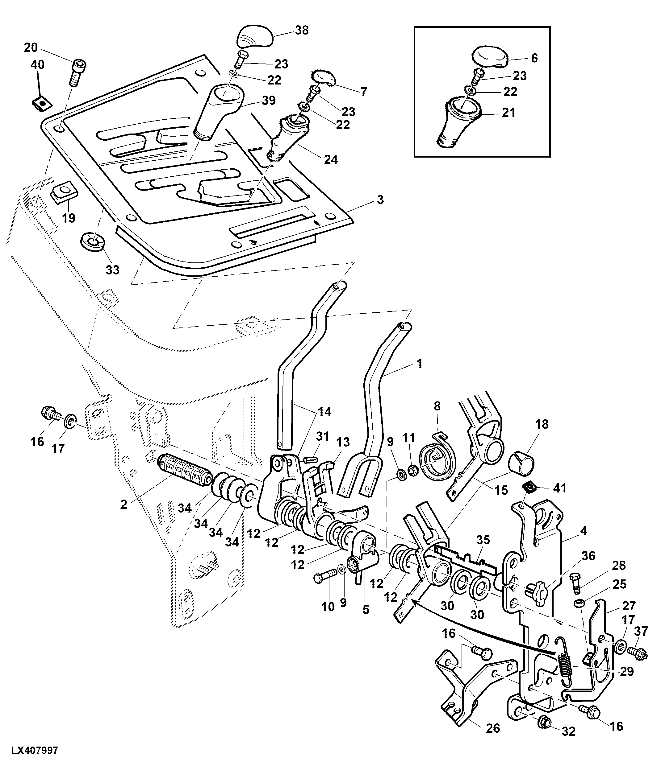 GEAR SHIFT COMPONENTS (POWRQUAD WITH REVERSER CONTROL AT SHIFT CONSOLE)