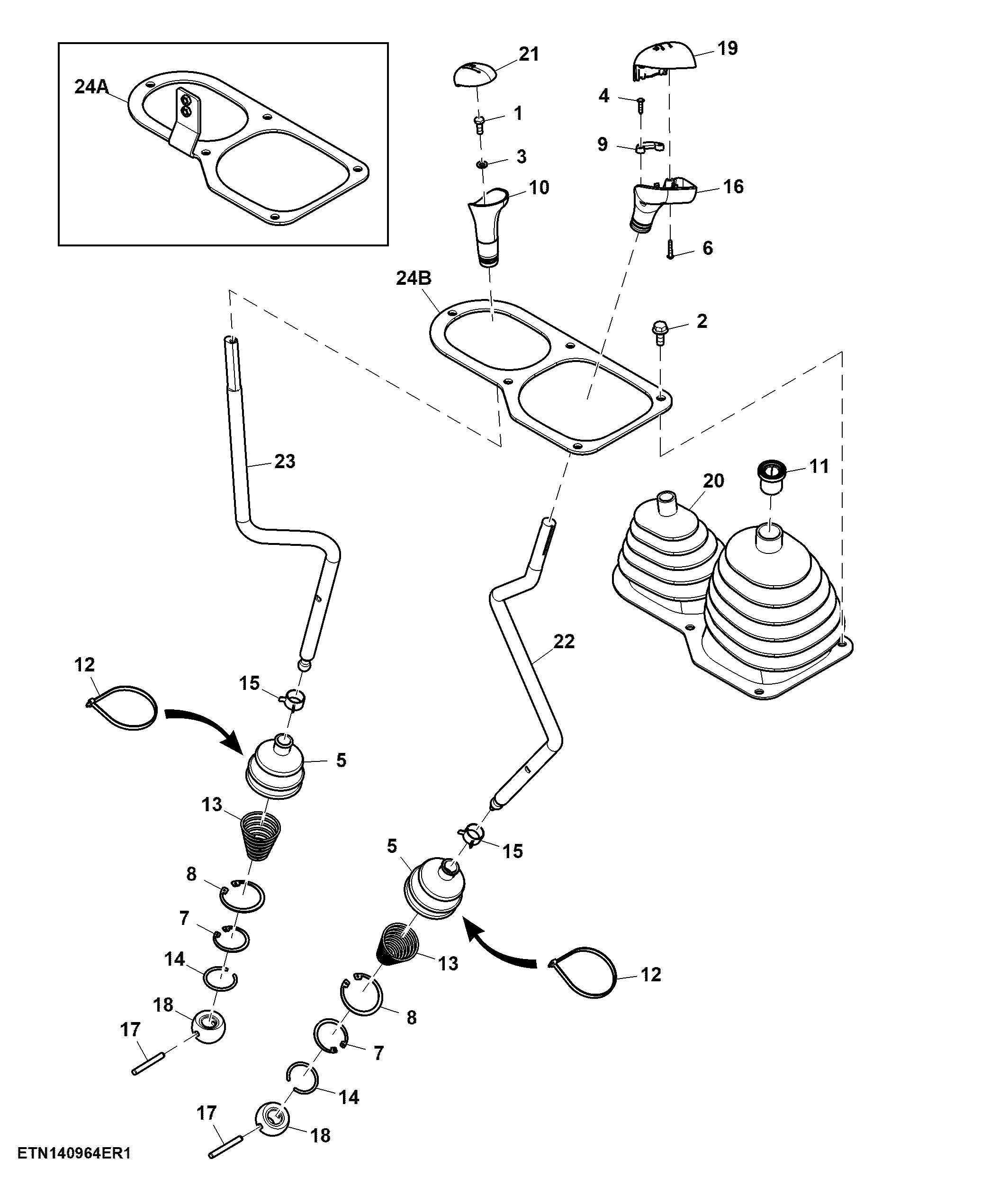 Gear and Range Shift Levers, W/ Park, Cab, PowrReverser™