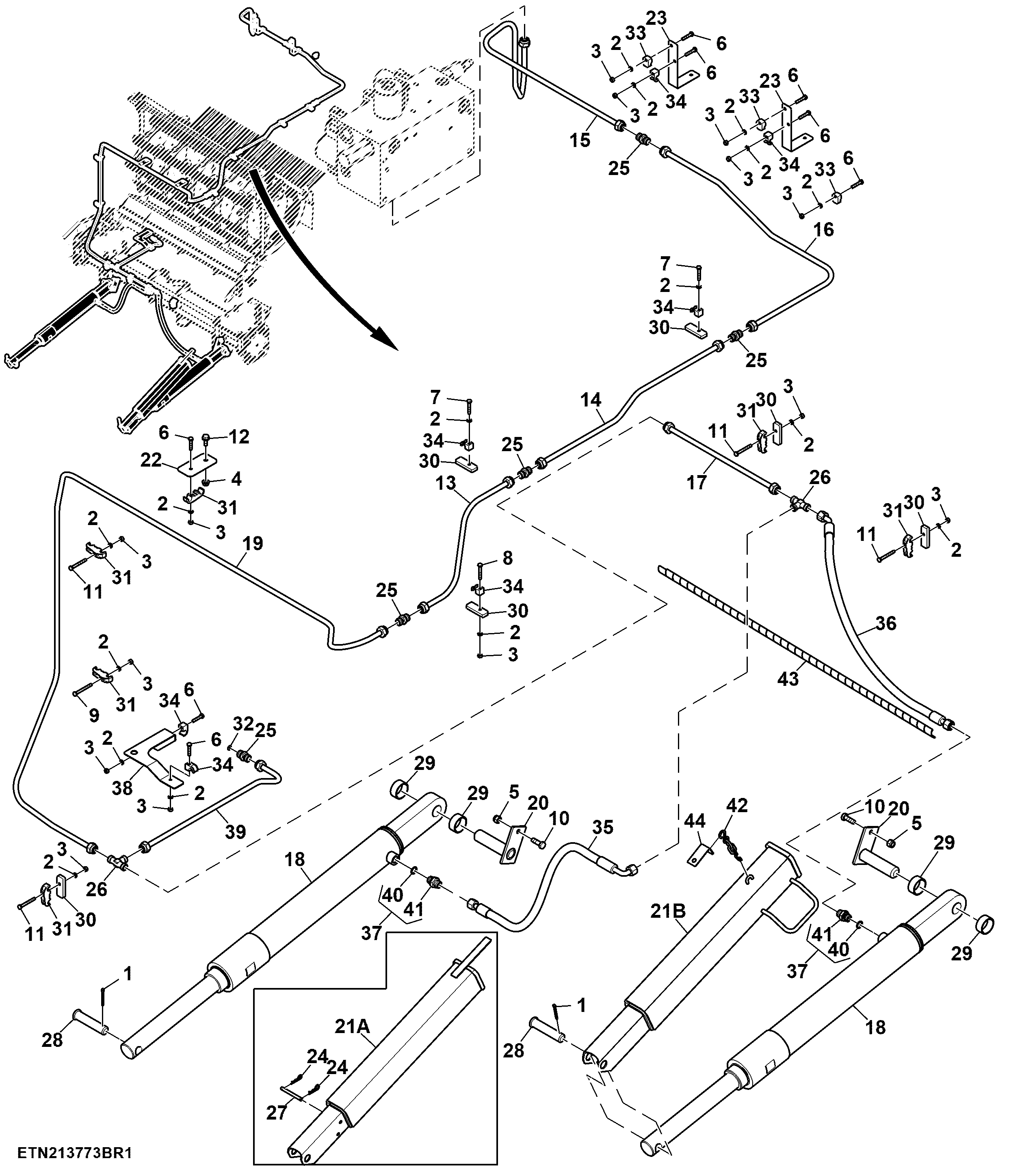Hydraulic Lines, Cutting Platform Lifting Cylinder