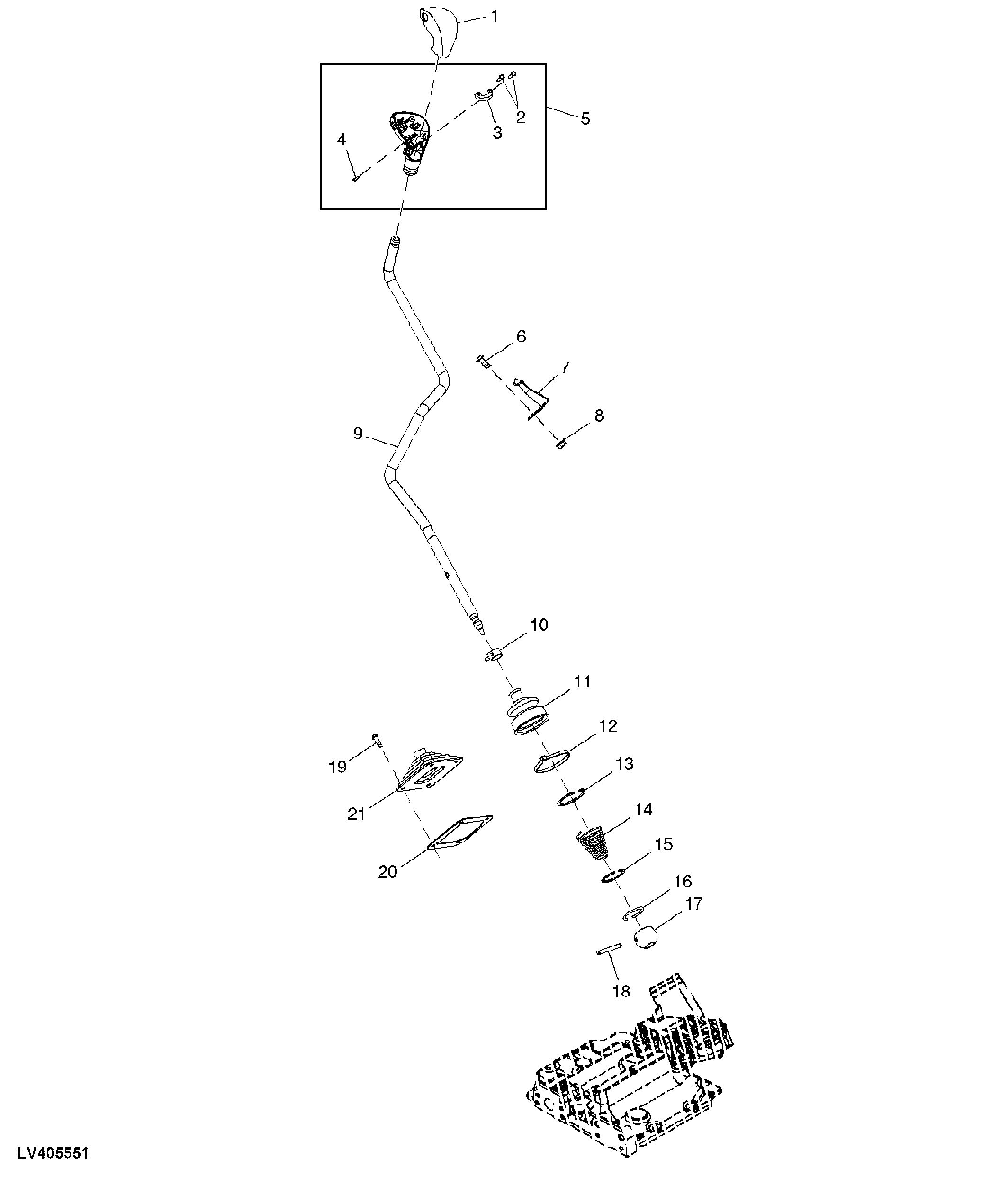 GEAR SHIFT LEVER (WITHOUT ELECTRO-HYDRAULIC HI/LO) (CAB)