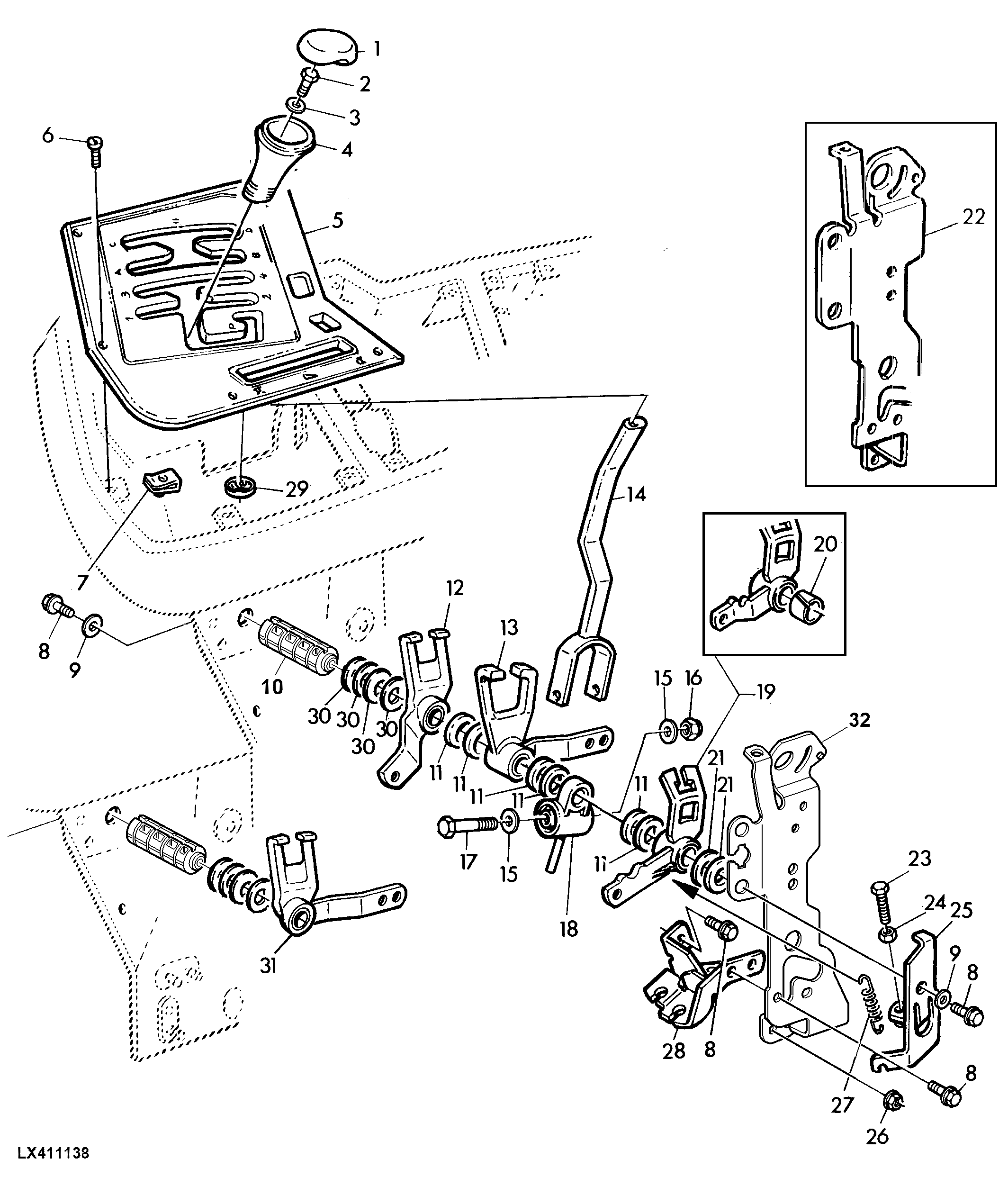 GEAR SHIFT COMPONENTS WITH 16-SPEED TRANSMISSION (POWER REVERSER)