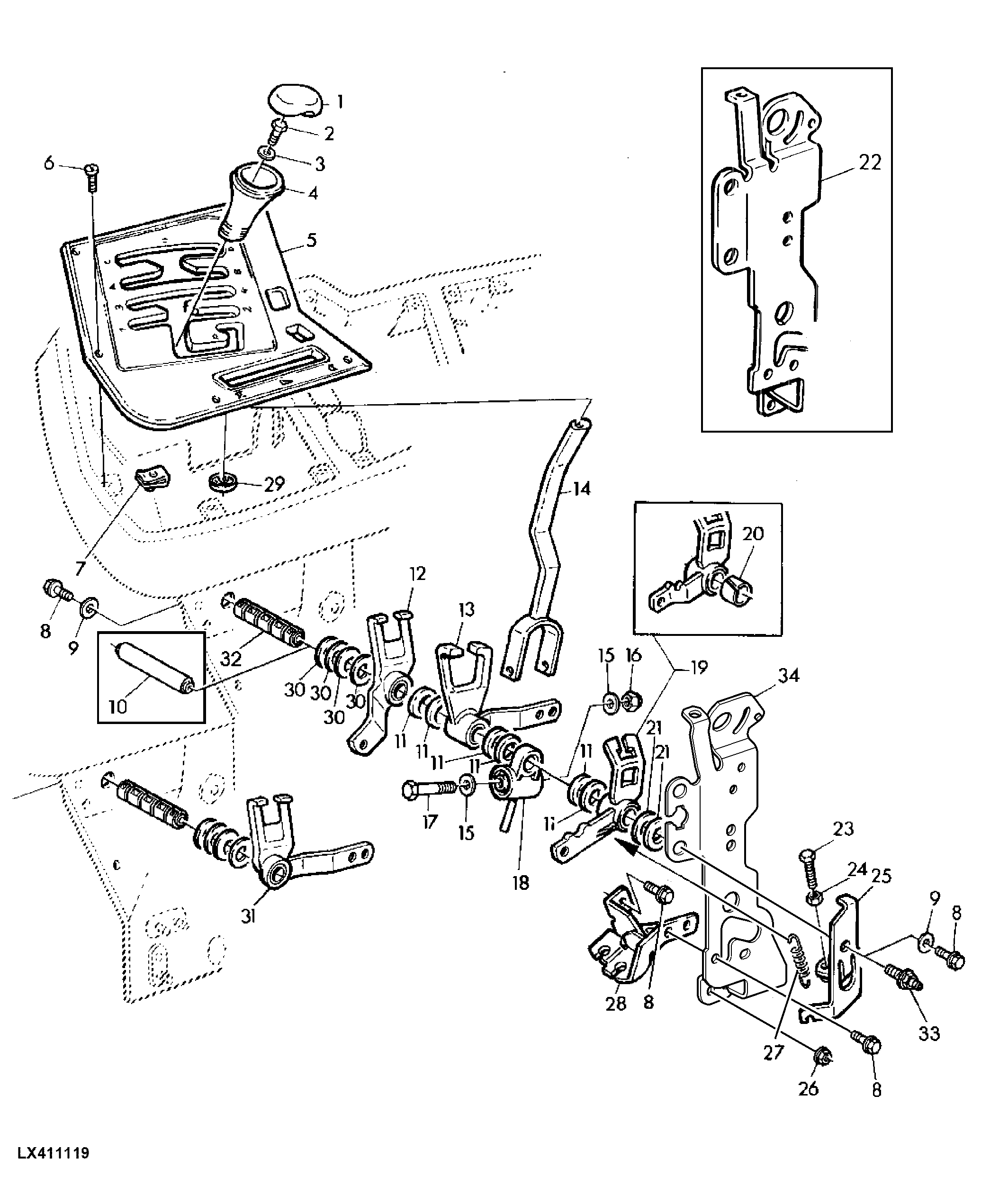 GEAR SHIFT COMPONENTS WITH 16-SPEED TRANSMISSION (POWER REVERSER)