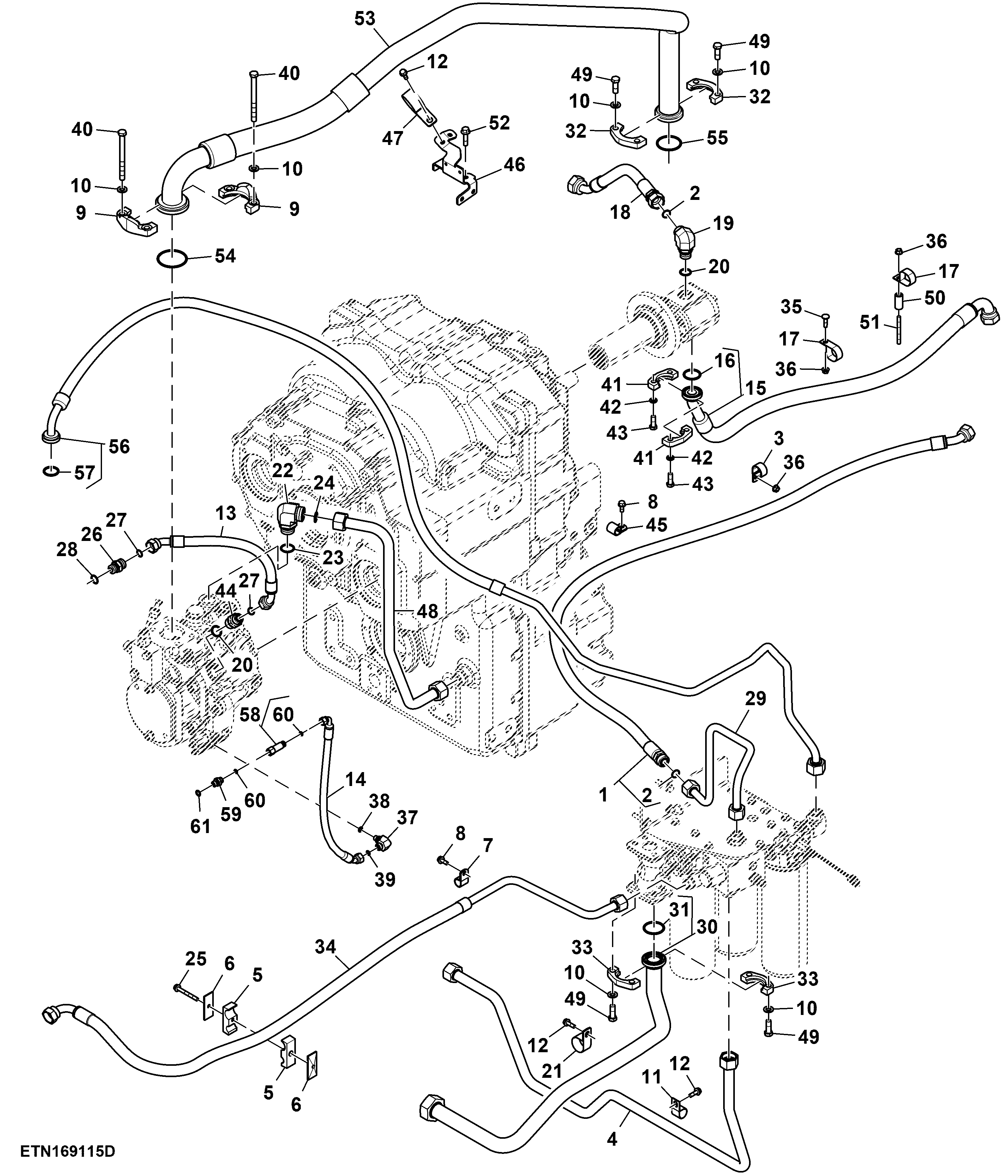 Hydraulic Lines, High Flow, W/O PTO (2/2) (801465 - 804100)