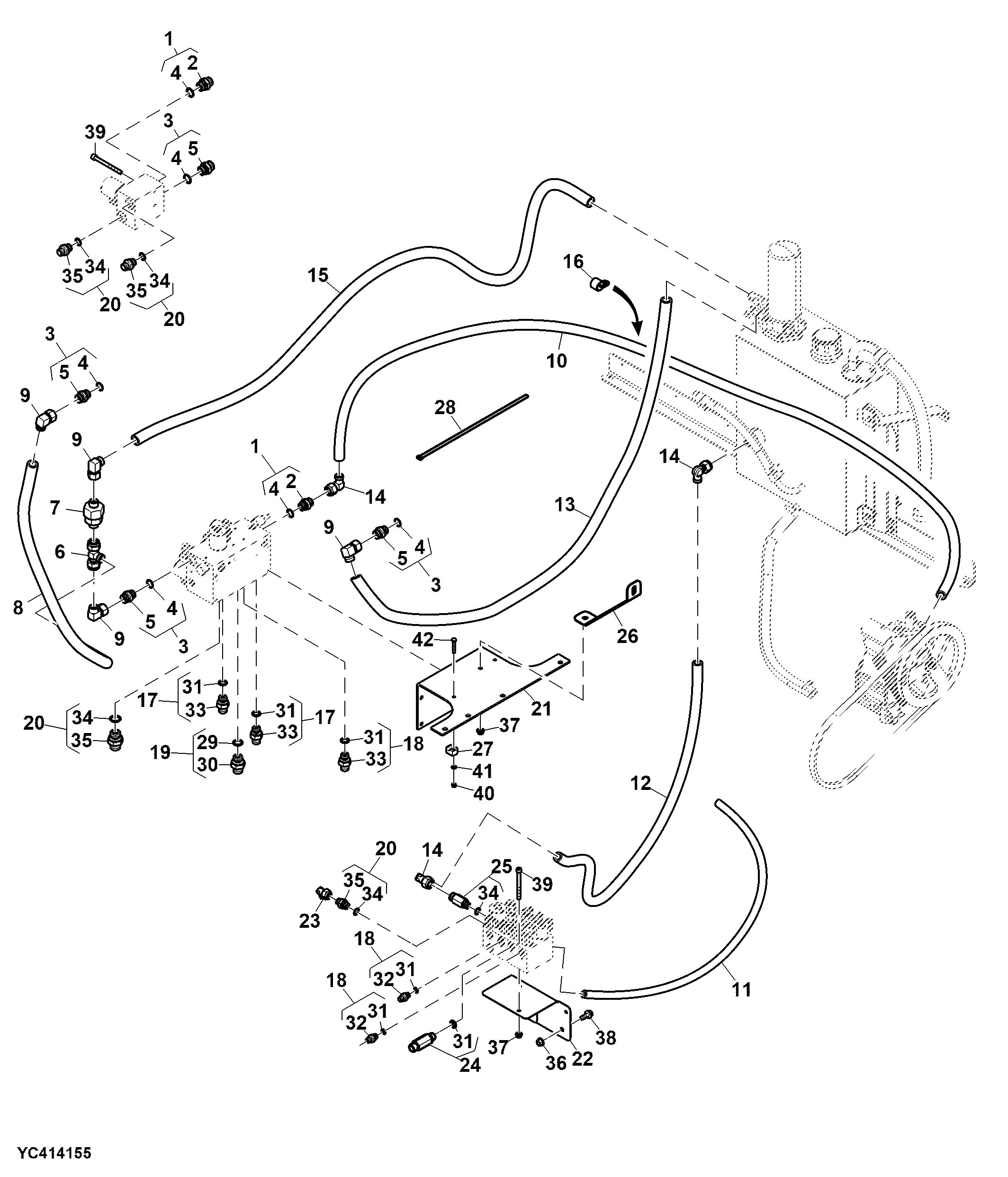 Hydraulic Lines, Reservoir, Pump, Control Valve