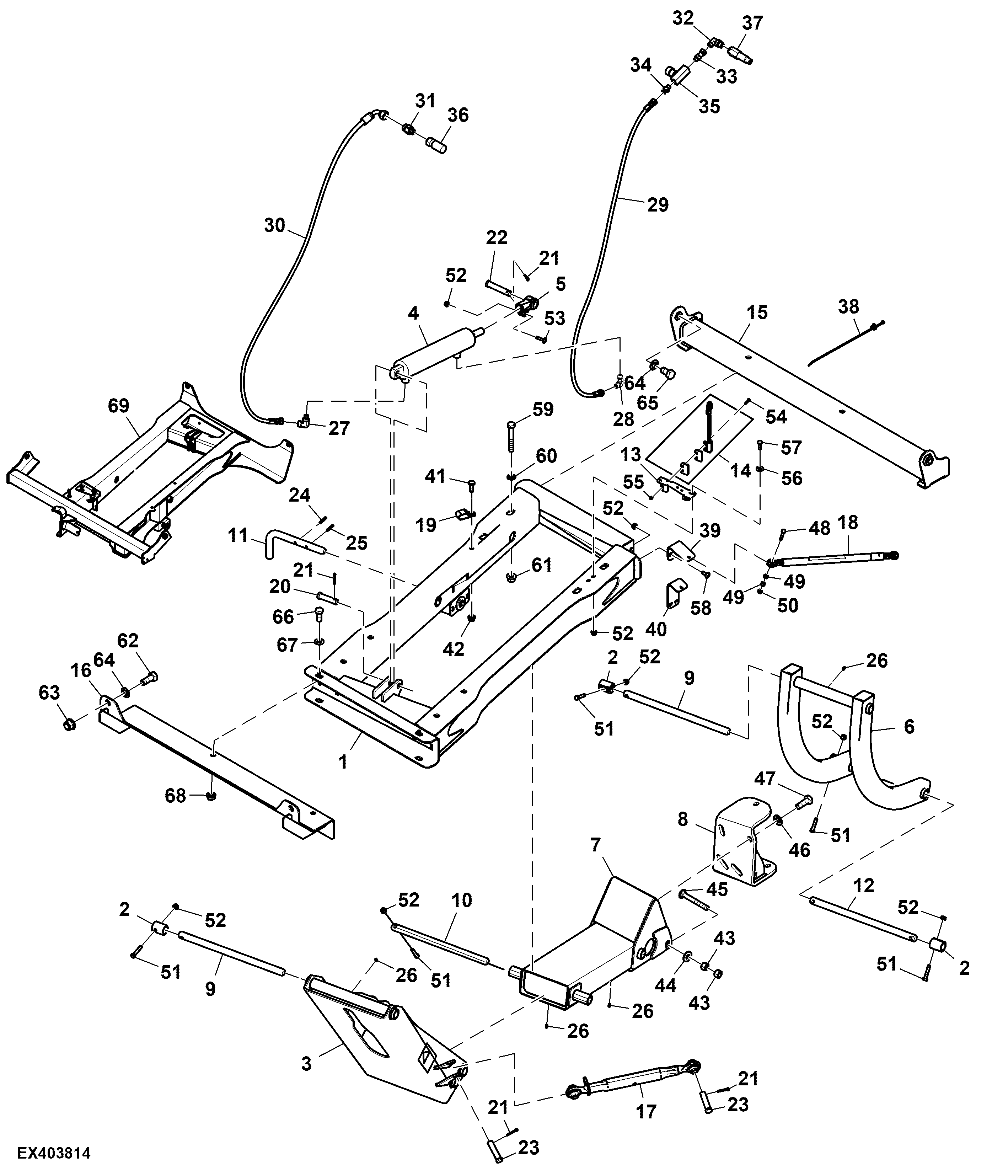 Linkage and Deck Support, Double Windrow Attachment 3/4