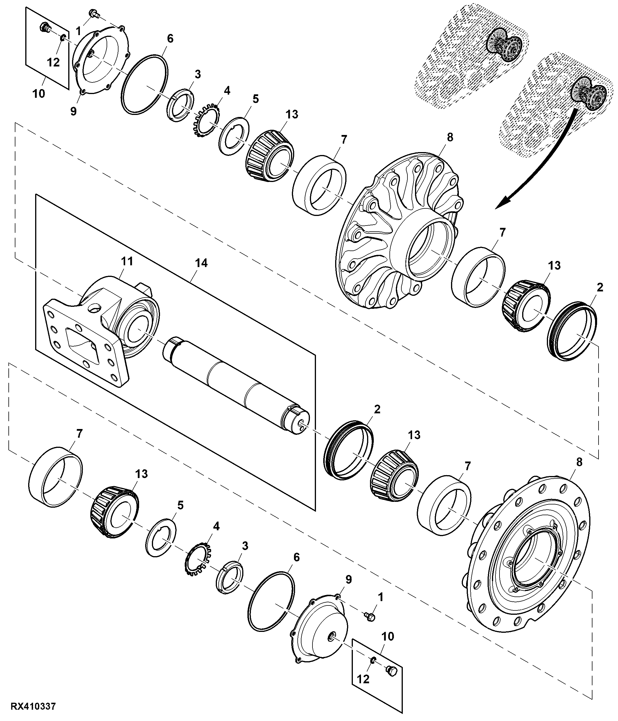 Track Idler, Front Track Assembly (LH Illustrated)