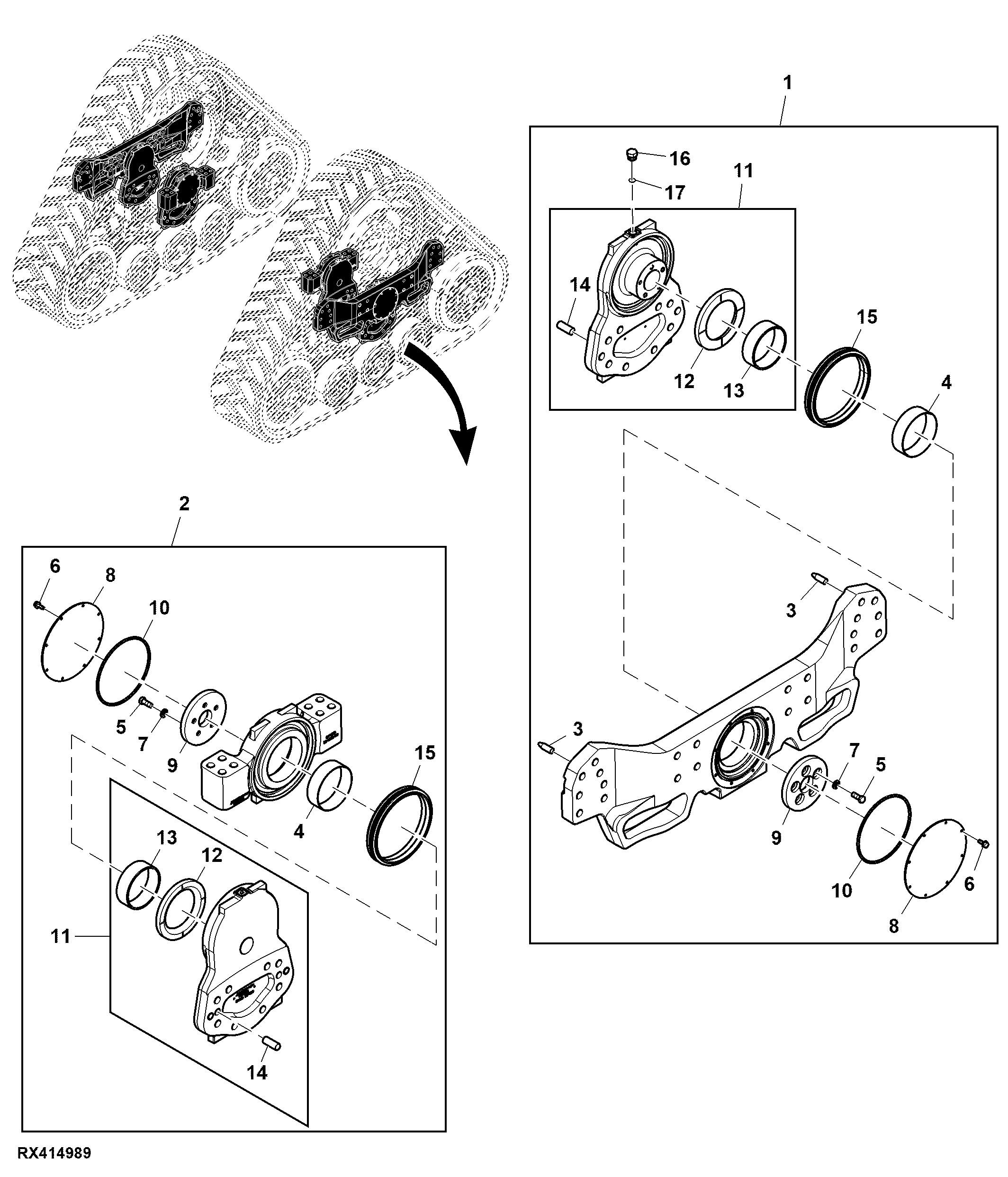 Undercarriage Supports, Rear Track Assembly (LH Illustrated)