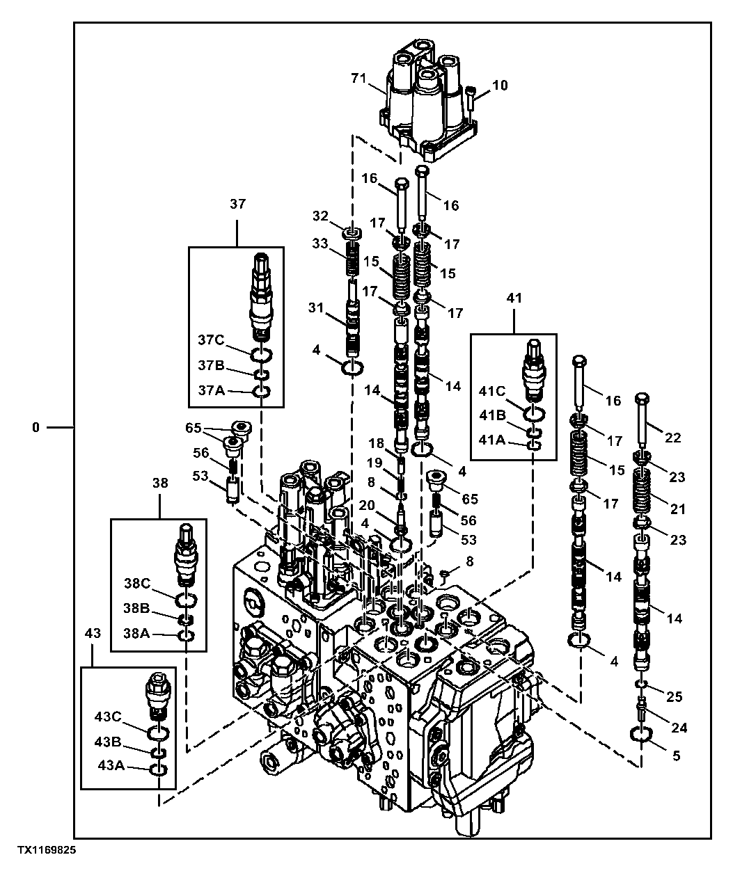 Control Valve Spools, 4-Spool Side, Two Piece Boom