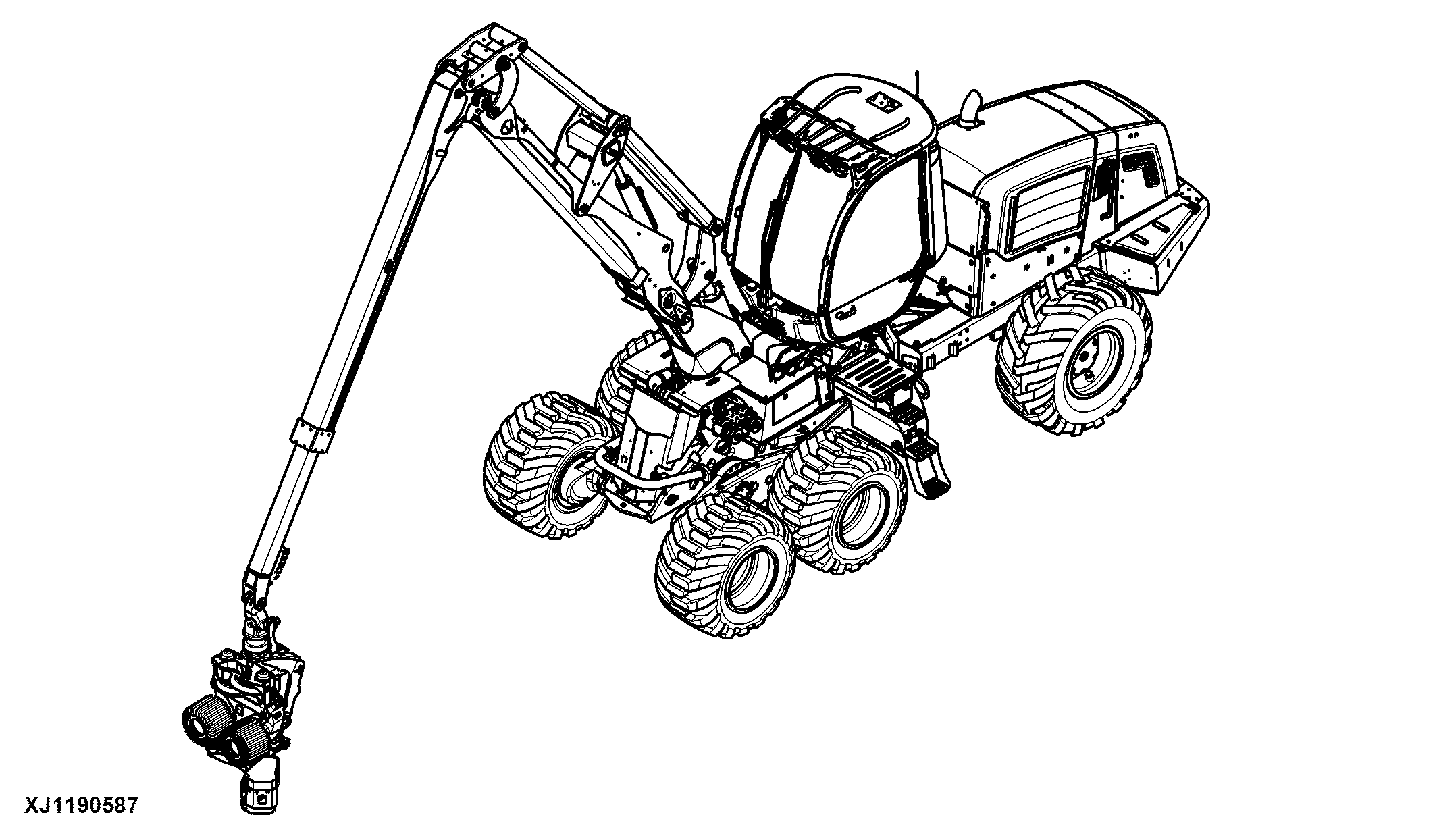 1170E Wheeled Harvester (S.N. 002359-002642), Interim Tier 4, Rotating and Leveling Cabin, Gen II, Engine 6068HTJ90