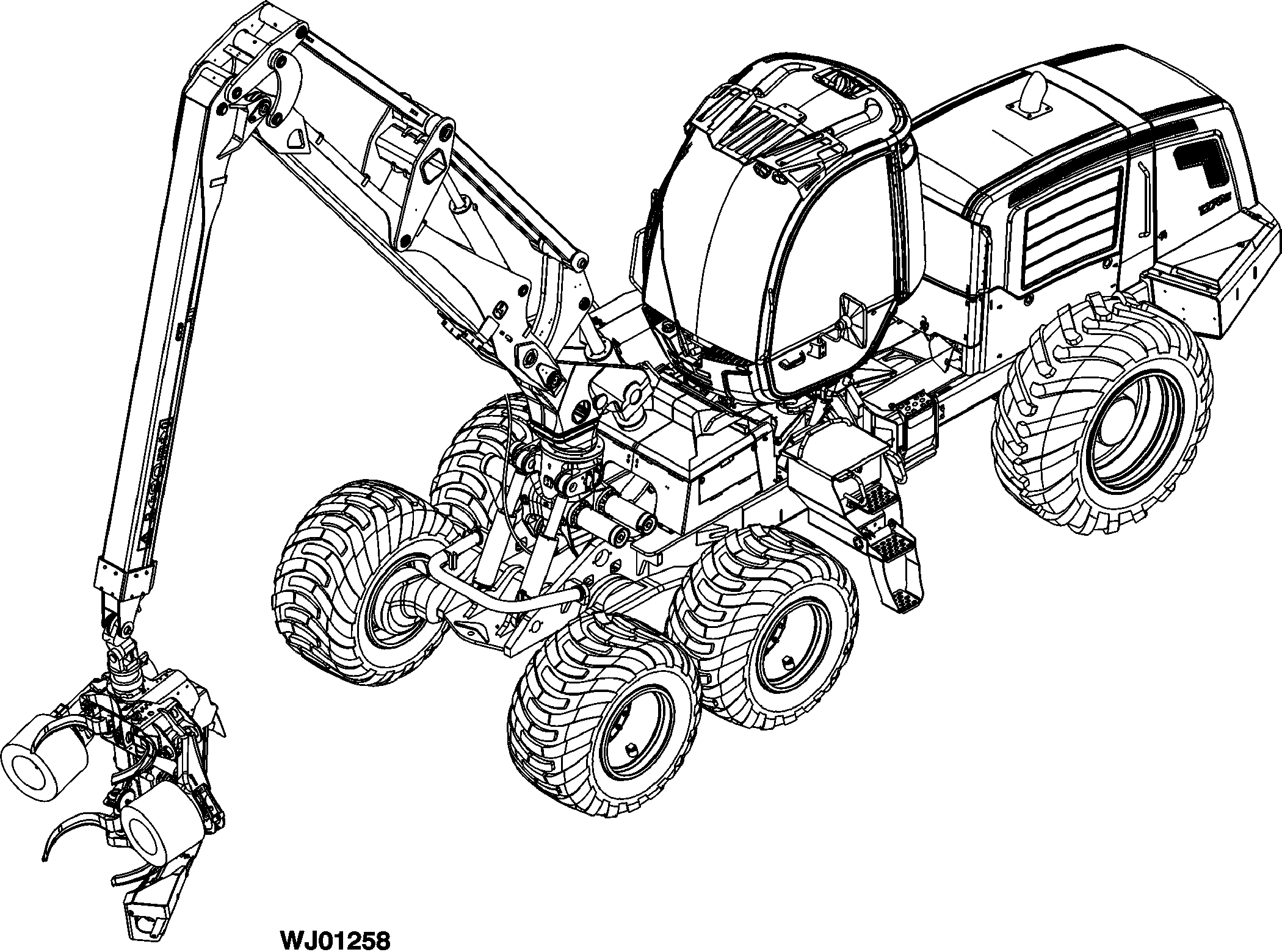 1270E Wheeled Harvester (S.N. 001802- ), Tier 2, Rotating and Leveling Cabin, Gen I, Engine 6090HTJ13