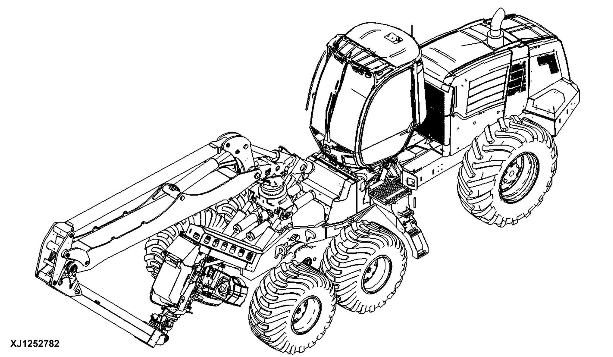 1170G Wheeled Harvester, 6W (PIN: 1WJ1170G_ _F003001-003106), Final Tier 4, Rotating and Leveling Cabin, Gen II, Grey