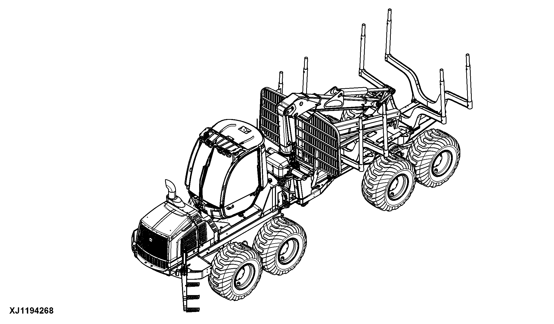 1210G Forwarder (PIN: 1WJ1210G_ _C002101-002508), Tier 2 (FT4 Platform), Rotating and Leveling Cabin, Gen II, Engine 6068HTJ02