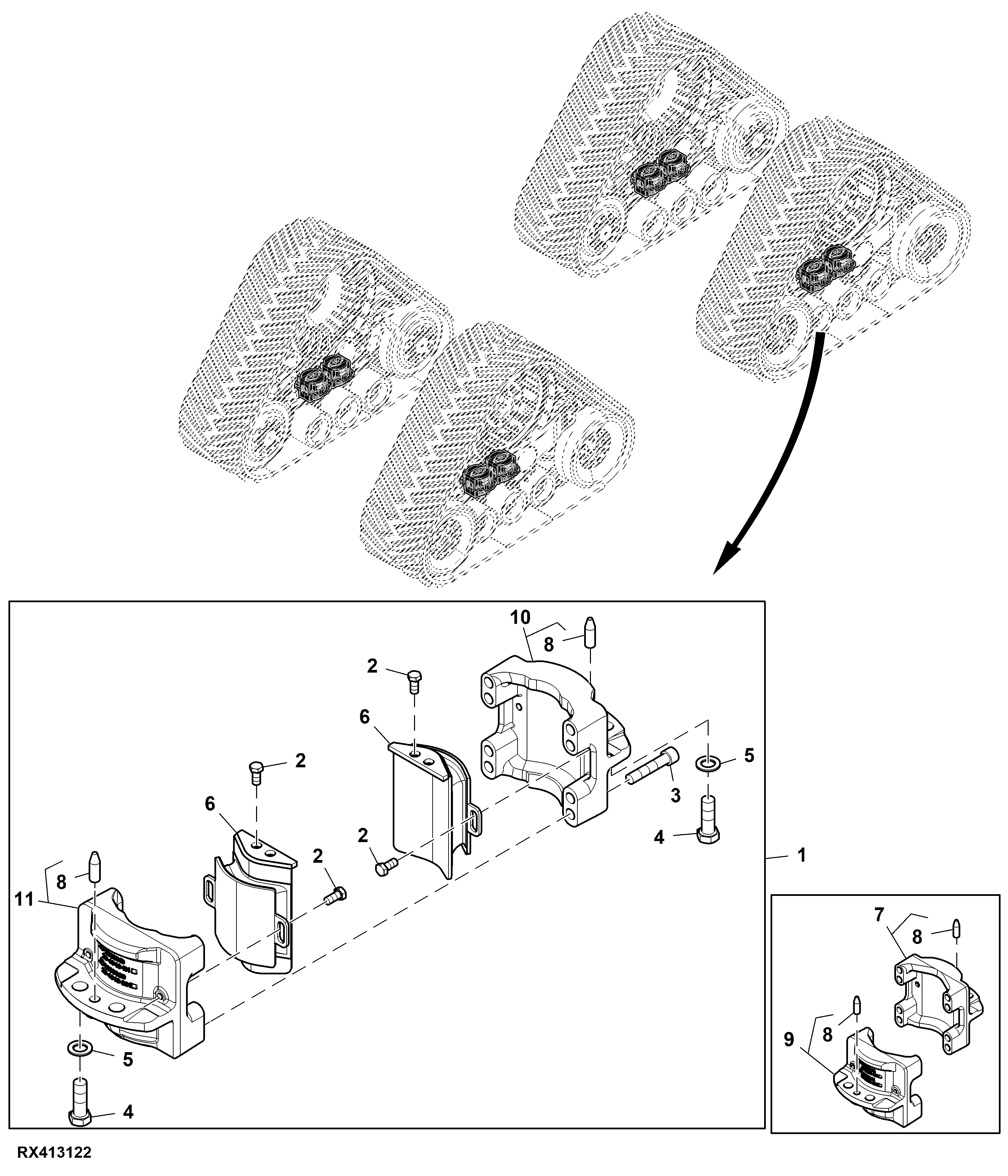 Midroller Axle Support Beam Assembly, Narrow Undercarriage